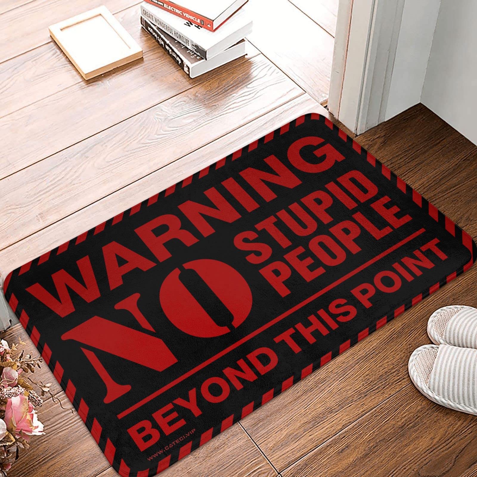 Tapis Warning No Stupid People paillasson pour briser la glace avec vos invités