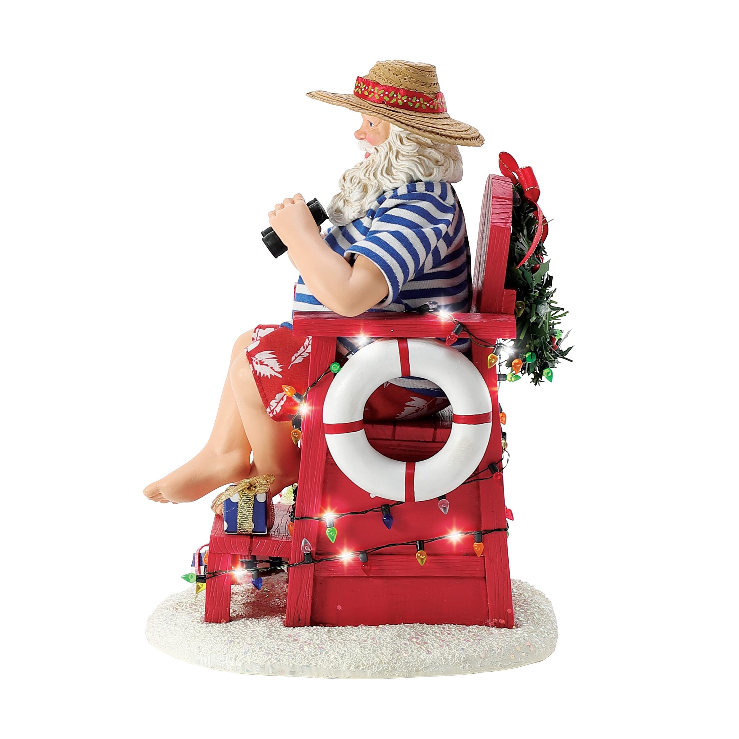 Department 56 Possible Dreams Figurine lumineuse Père Noël au bord de la mer, 26,7 cm, multicolore