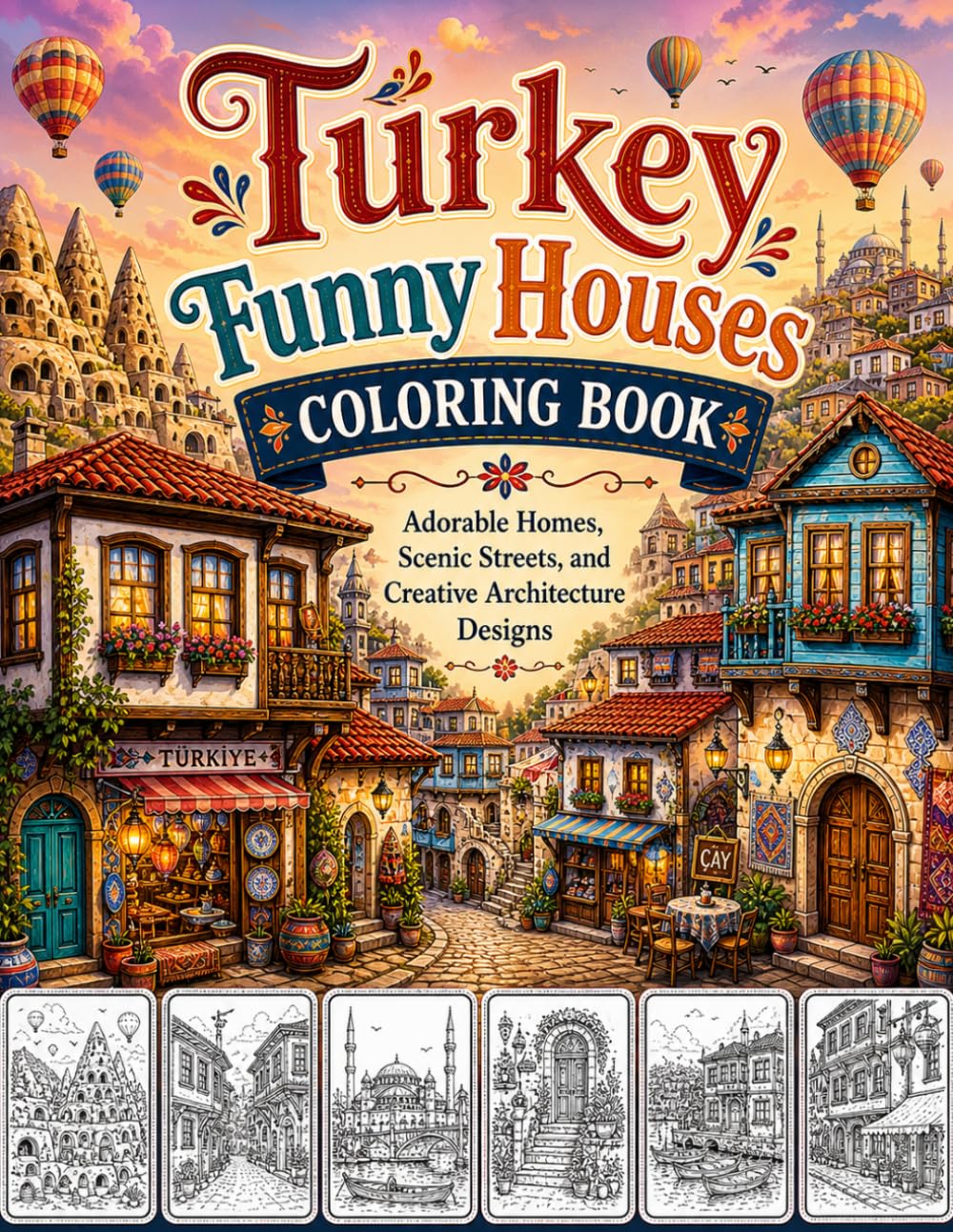 Turkey Funny Houses Coloring Book: Adorable Homes, Scenic Streets, and Creative Architecture Designs