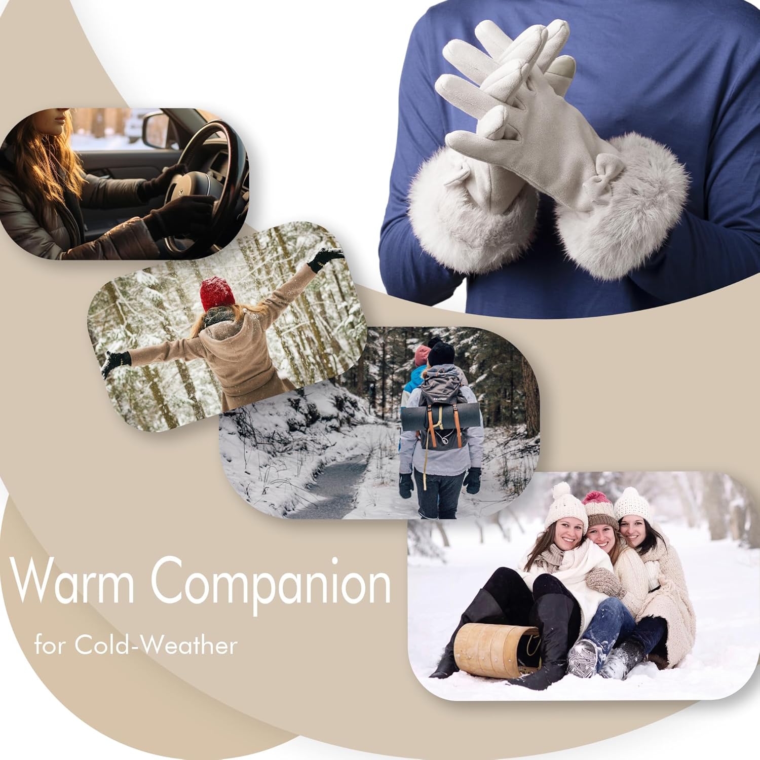 Vagasi Women Touch Screen Gloves, Fleece Lined Winter Gloves for Ladies, Thermal Suede Gloves Fur Cuff for Girls Gifts - Image 6