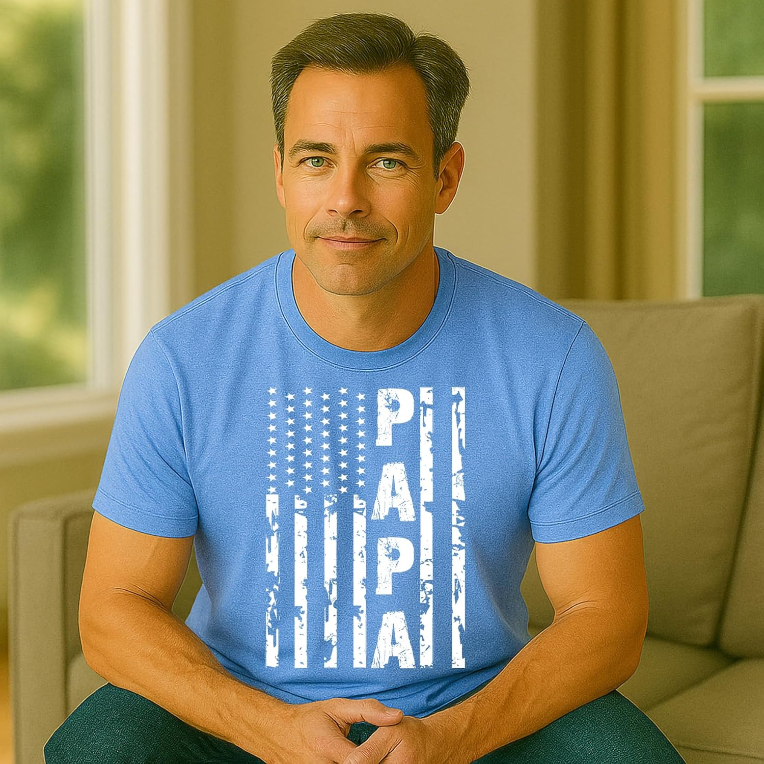 Kropsis Papa Vintage American Flag Men's T-Shirt - Image 2