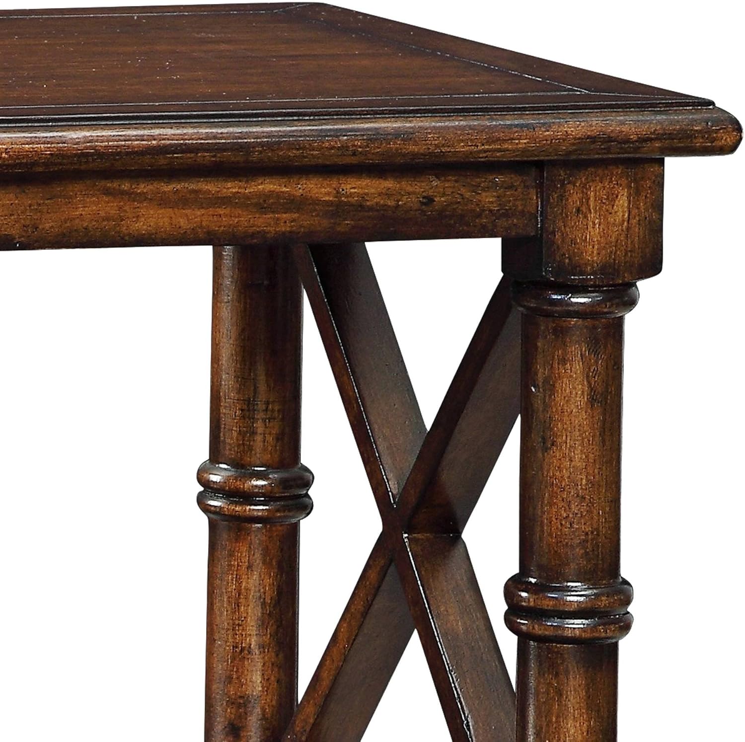 Walnut Finish Rectangular Wooden Accent Table with Storage