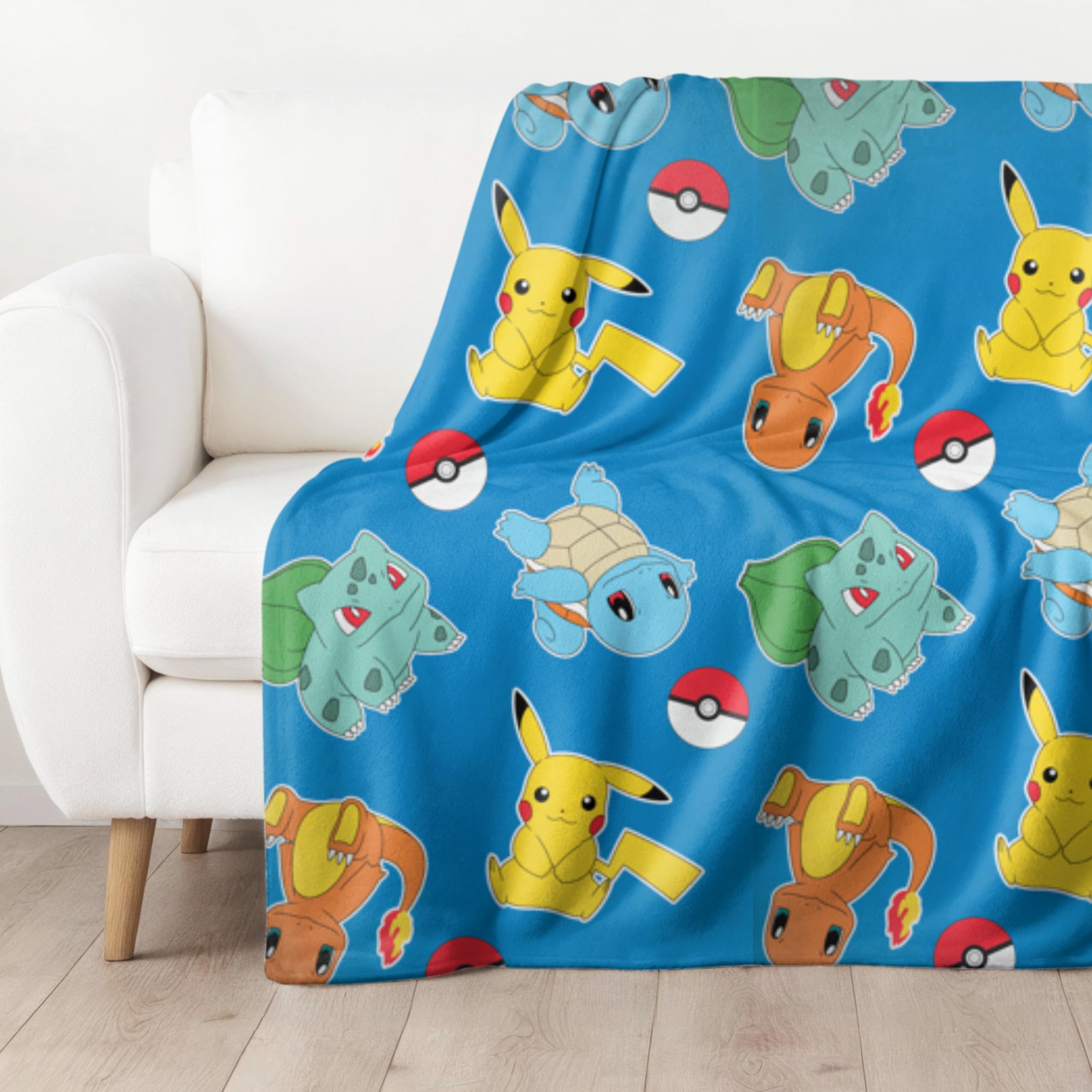Pokémon - Couverture polaire - 130 x 170 cm - Licence officielle - Douce et moelleuse - Certifié Öko-Tex - Facile d'entretien et durable - Idée cadeau pour enfants et adultes - Pikachu & Friends
