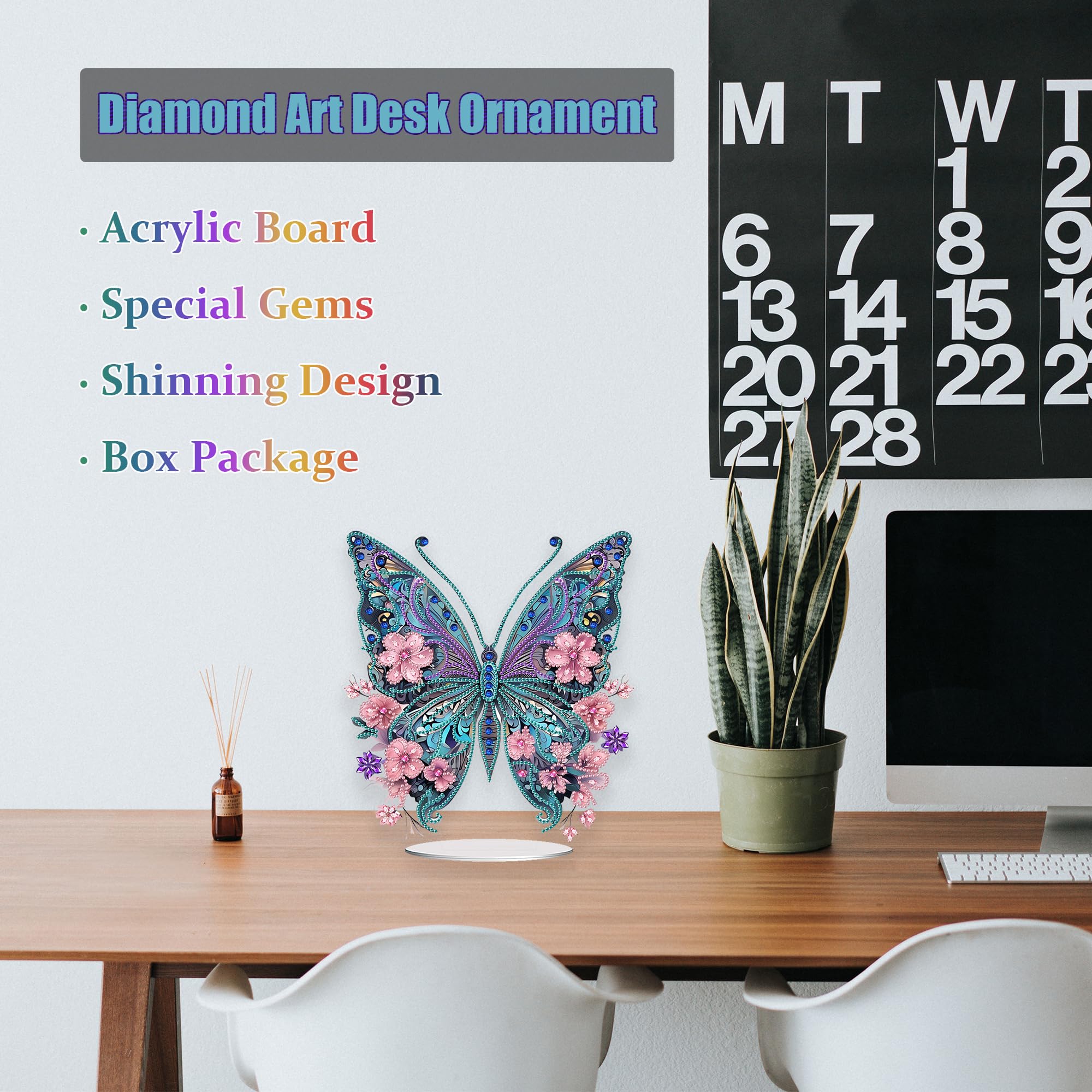 Eiflow DIY Diamant-Bild 'Hochlandkuh' Mit Ständer – Stehauf-Design, Inkl. Werkzeug & Steine, Zur Dekoration