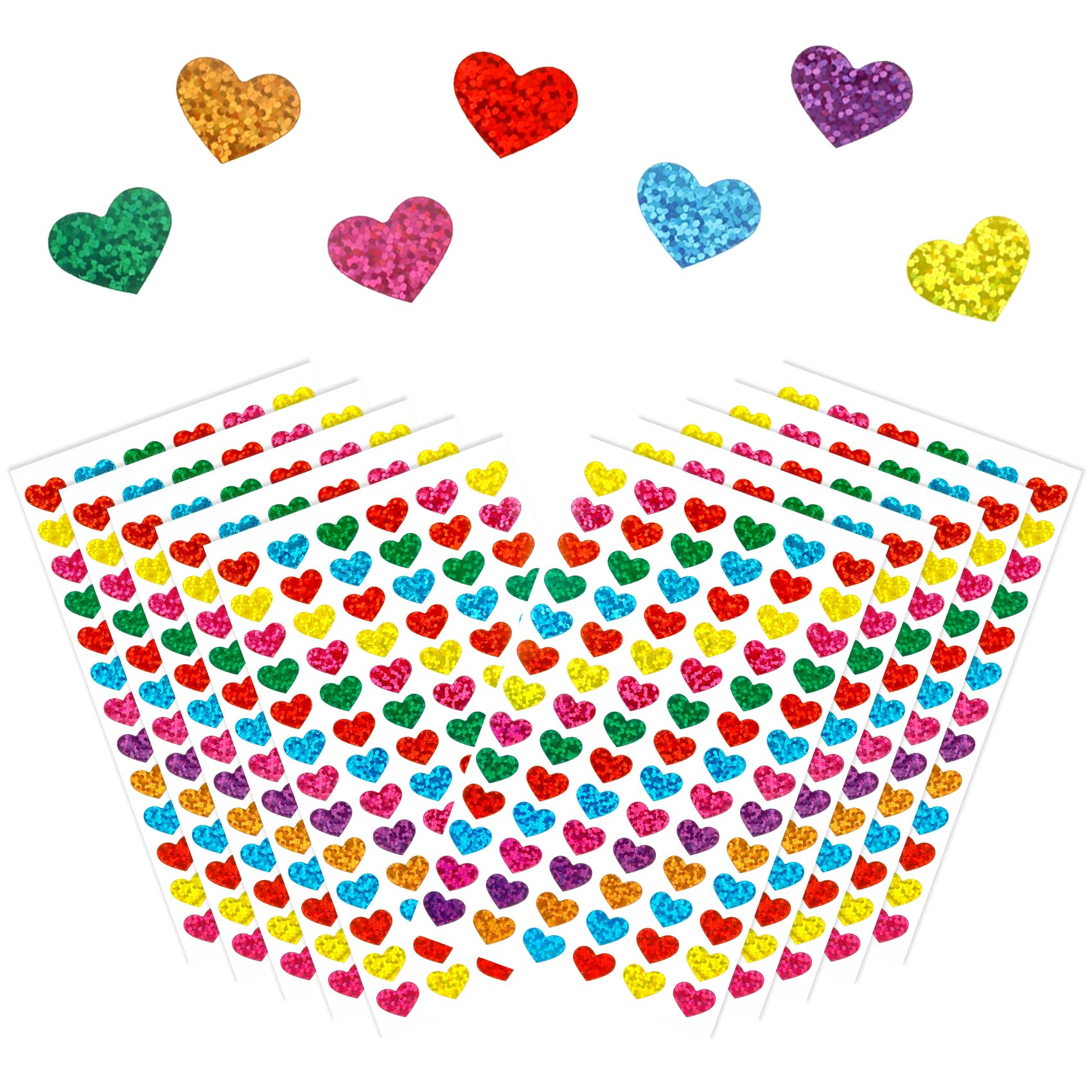 Love Stickers,Love Hearts - 780 Pcs Glitter Sparkly Self-Adhesive, for Scrapbooking, Card & Envelope Decoration, Valentine's Day & Parties