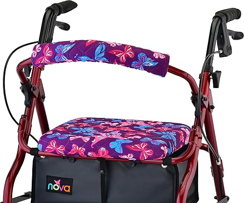 Nova Joy Rollator - Juego de fundas para asiento y respaldo de andante, fundas de cojín extraíbles de tela lavable para caminantes estándar, estilo