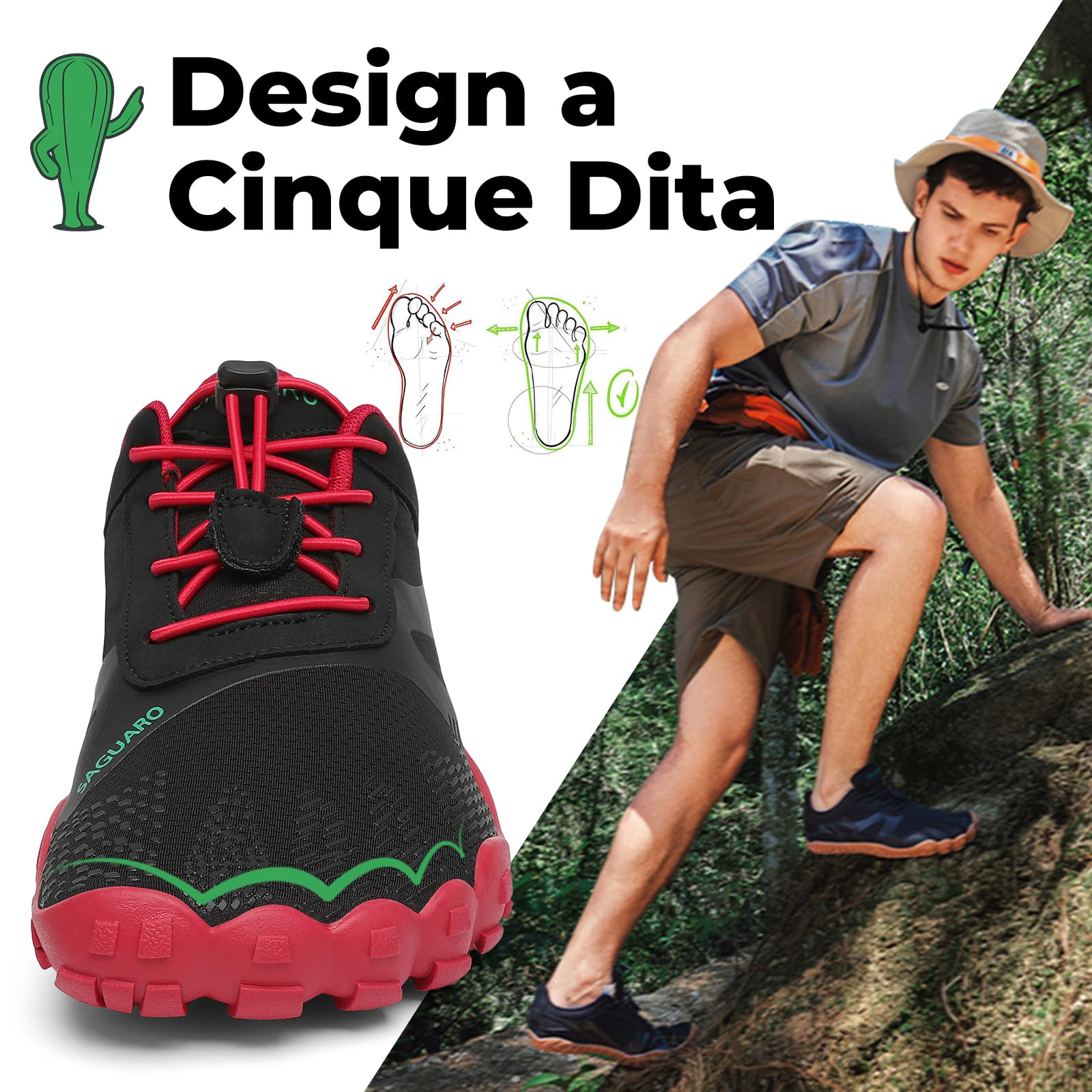 SAGUARO Scarpe Barefoot Shoes Minimaliste Scarpe da Trail Running Uomo Donna Gr.36-48