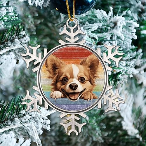 CowkissSign Juguete ruso novedoso adorno de metal para árbol de Navidad, juguete ruso, lindo y divertido que mira al perro, cachorro, adorno de