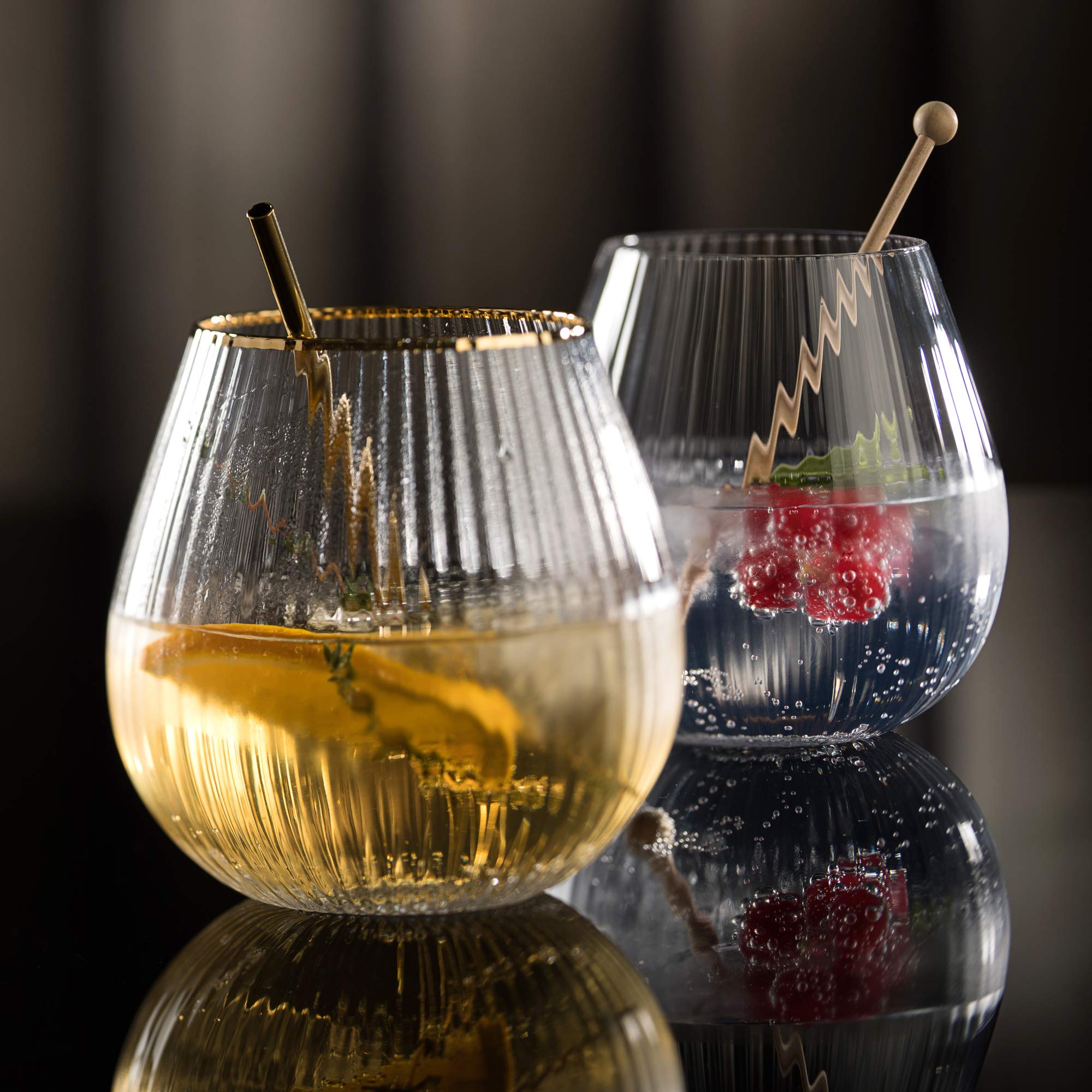 Utopia Hayworth - Vasos de ginebra sin pie (650 ml, 6 unidades), color dorado