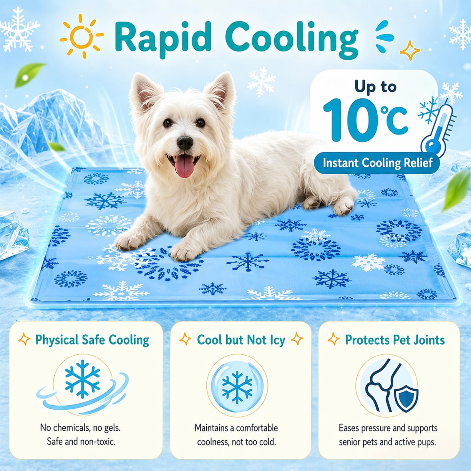 Cama Gel Frio para Perros, Manta Refrescante para Perros, Esterilla Refrescante Mascotas, Pet Cooling Mat for Cat, Almohadilla Refrescante Mascotas, Imprescindible en Verano, 2 Estilos (A)