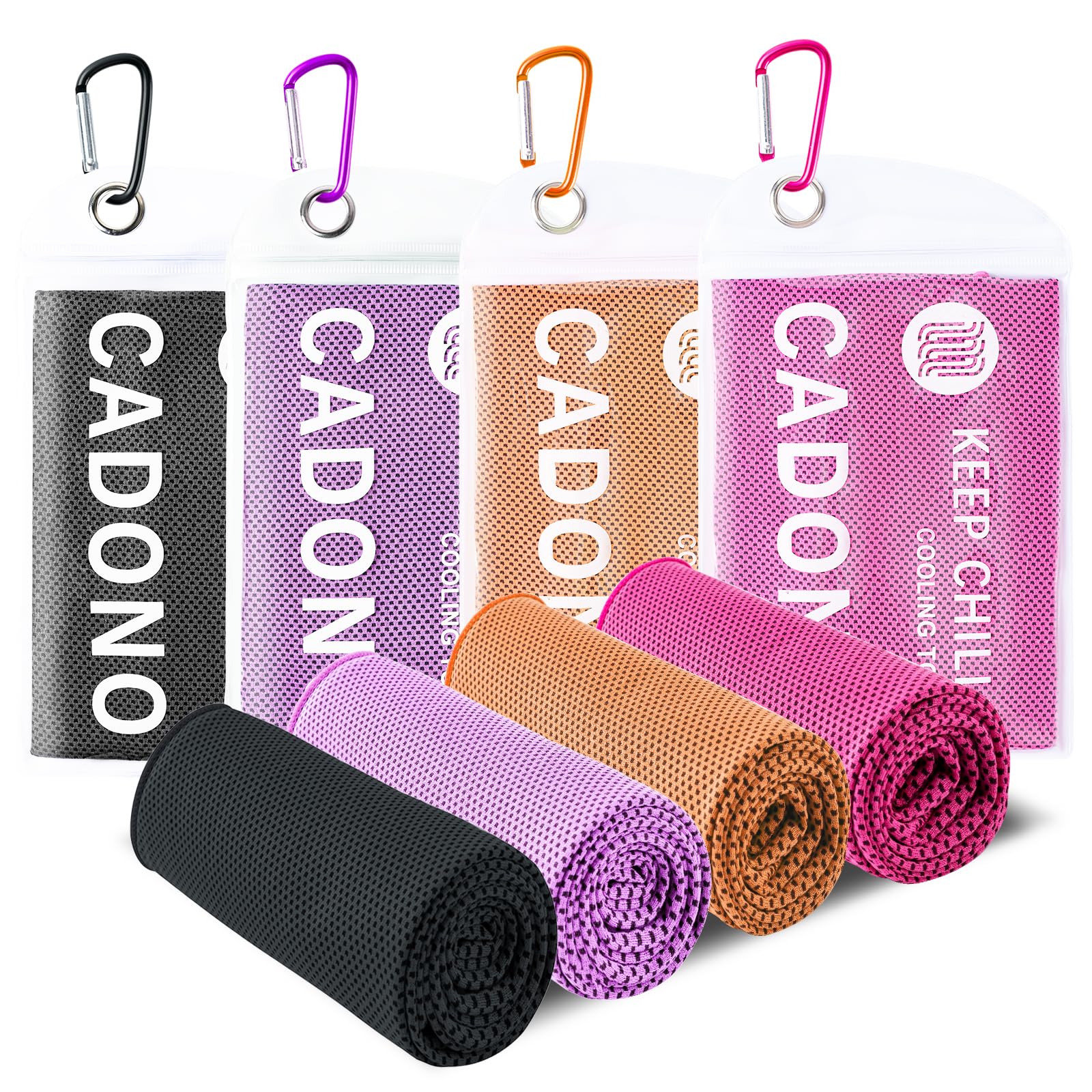 4 Pack Cooling Towel (40"x12"), Soft Breathable Chilly Towel, Ice Towel