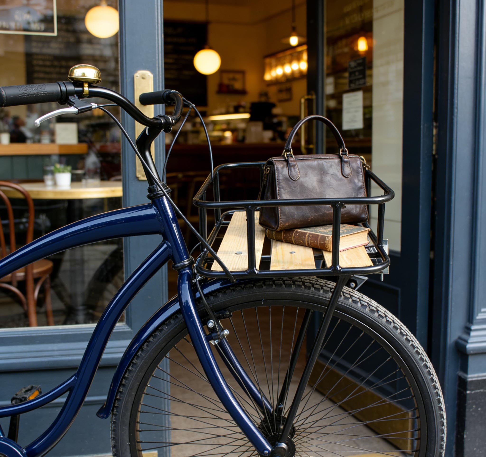 Tenthome Cestello VéLo Portapacchi Anteriore VéLo con Cestino Portabagagli VéLo in Legno Holland Road Bike
