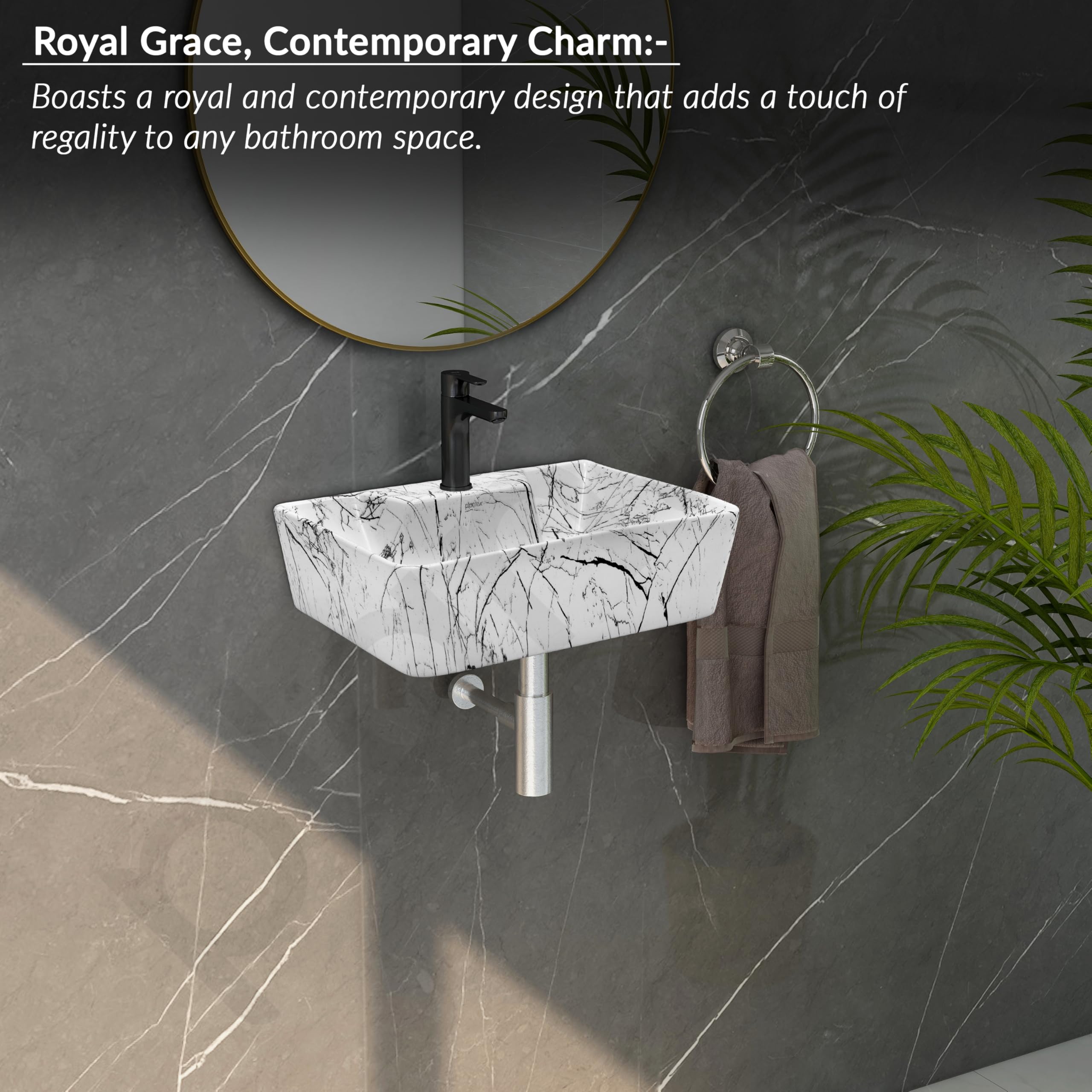 Plantex Wall Mounted Wash Basin - Modern Ceramic Sink -6 Plantex Wall Mounted Wash Basin - Modern Ceramic Sink -6