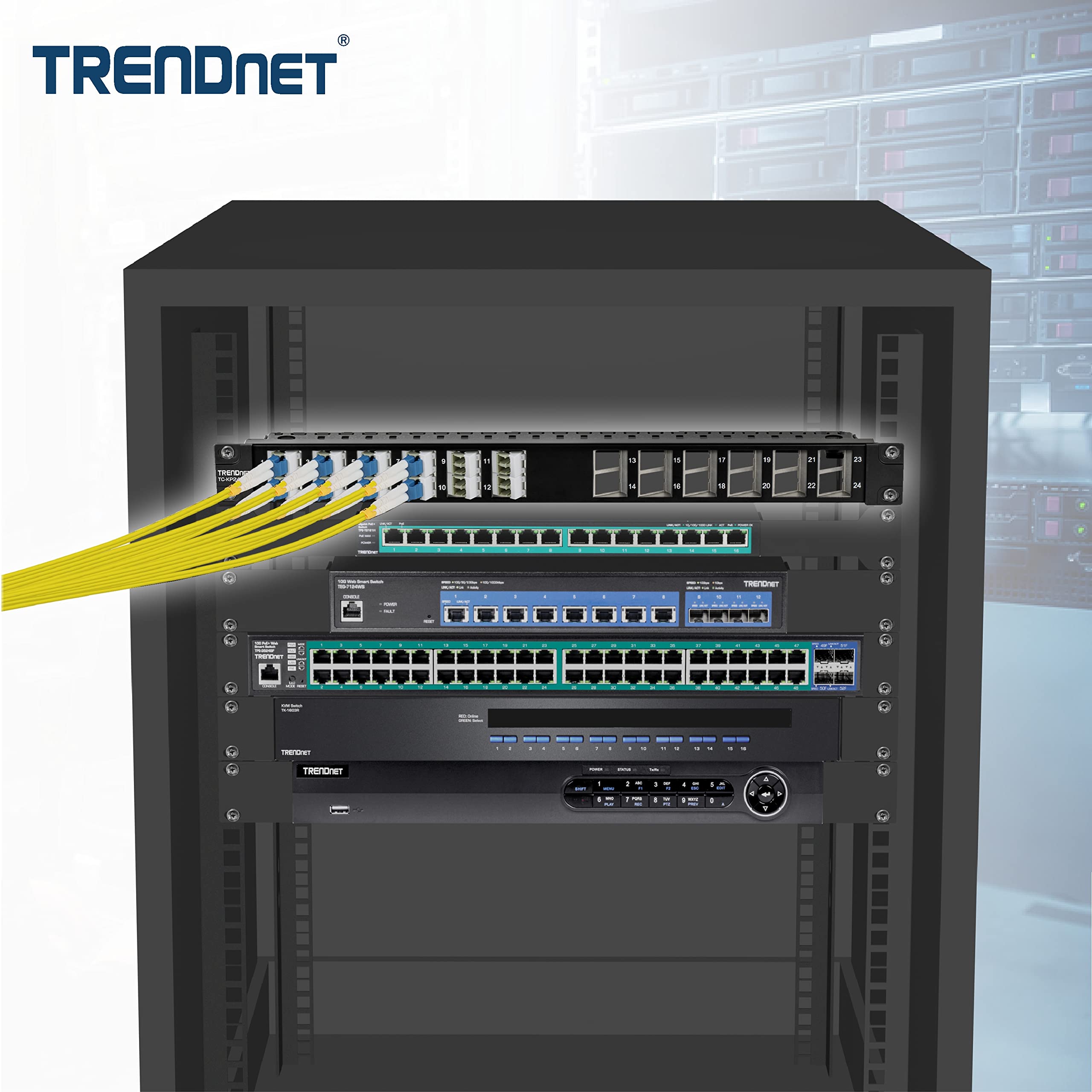 TRENDnet, TC-KP24SA, Panneau de Connexion Keystone blindé 1U Angulaire, Vierge et à 24 Ports, STP, Cat6A, Cat5, Cat5e, Cat6, Conception de Montage en Rack 19"