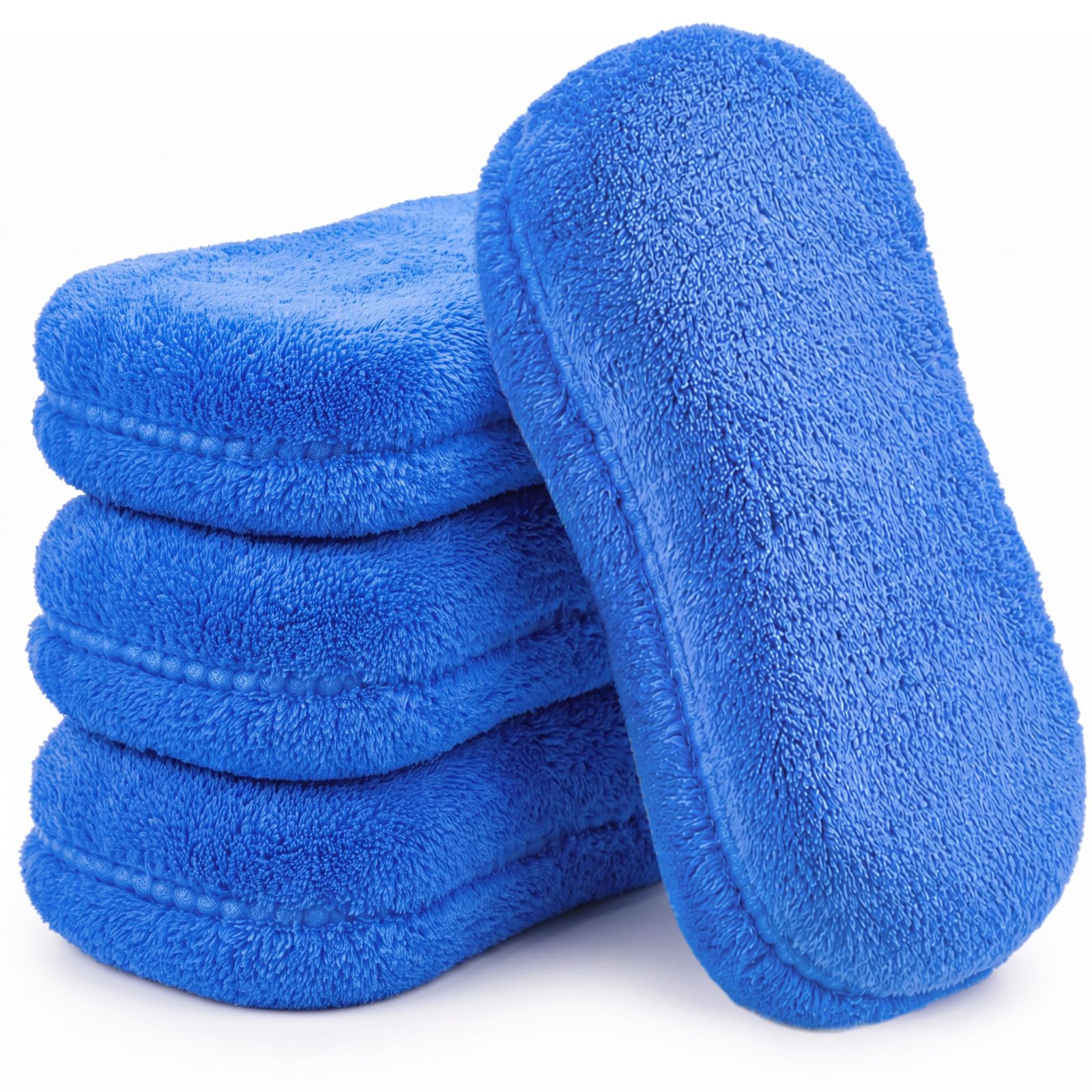4 Pcs Large Microfiber Car Wash Sponges, 8.9 x 4.7 Inch, Blue