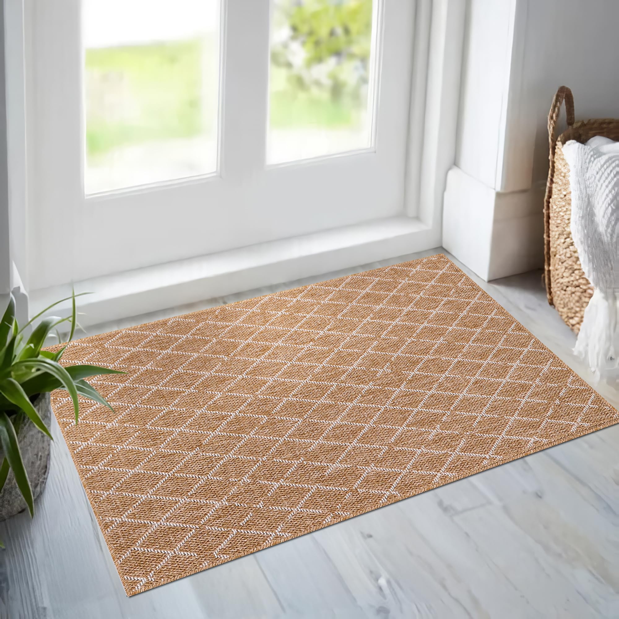 NETLINE HOME Rugs Living Room, Non slip, Washable Area Rug, Beige Rug