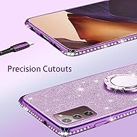 Vista 7 de Funda para Samsung Note 20 5G, Galaxy Note 20, protector a prueba de golpes con correa de cordón y anillo para niñas y mujeres, con purpurina