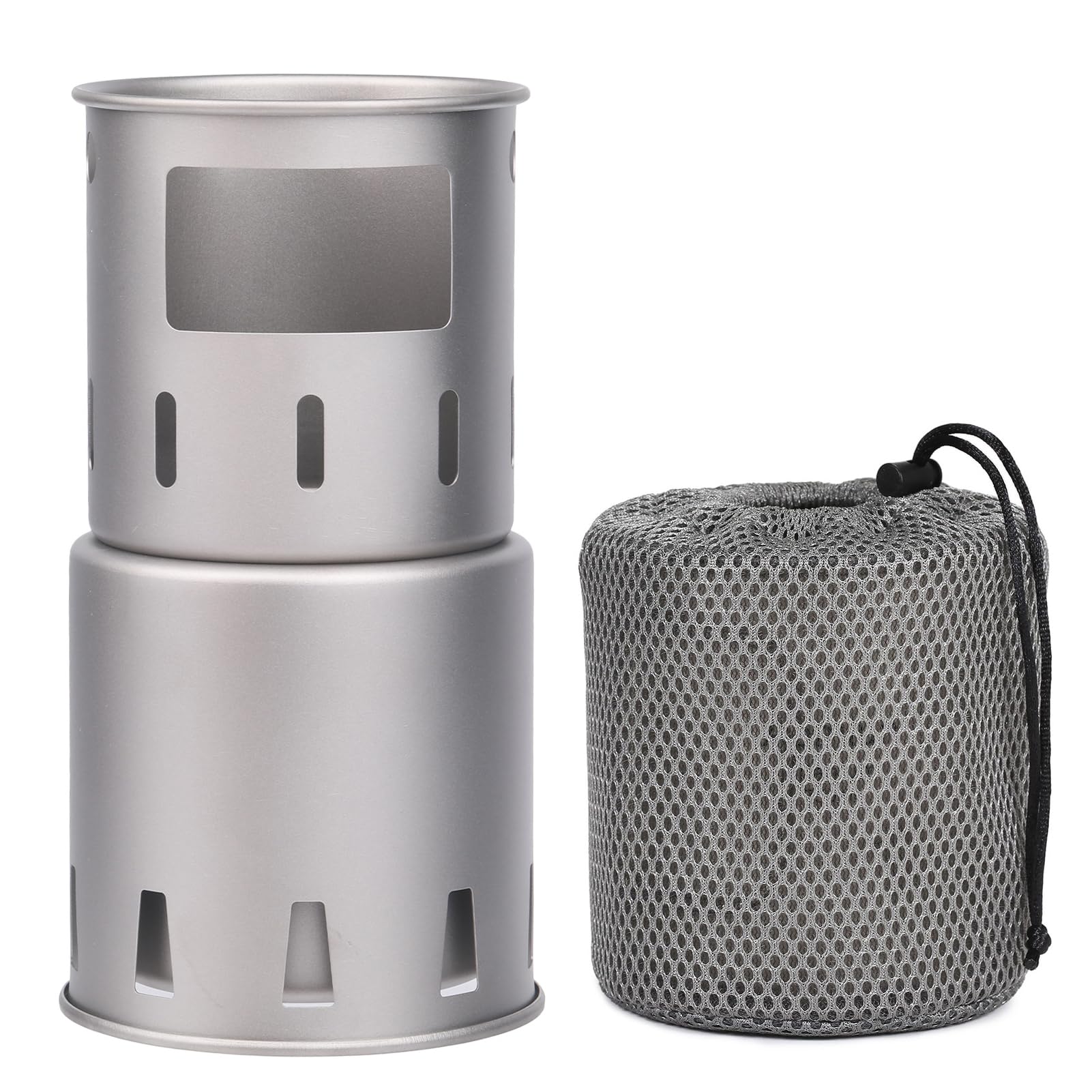 Lixada Camping Stove Titanium Backpacking Wood Burning Stove Portable Folding Camping Wood Stove Lightweight Mini Camp Stove for Outdoor Camping Trekking Hiking Backpacking Picnic BBQ