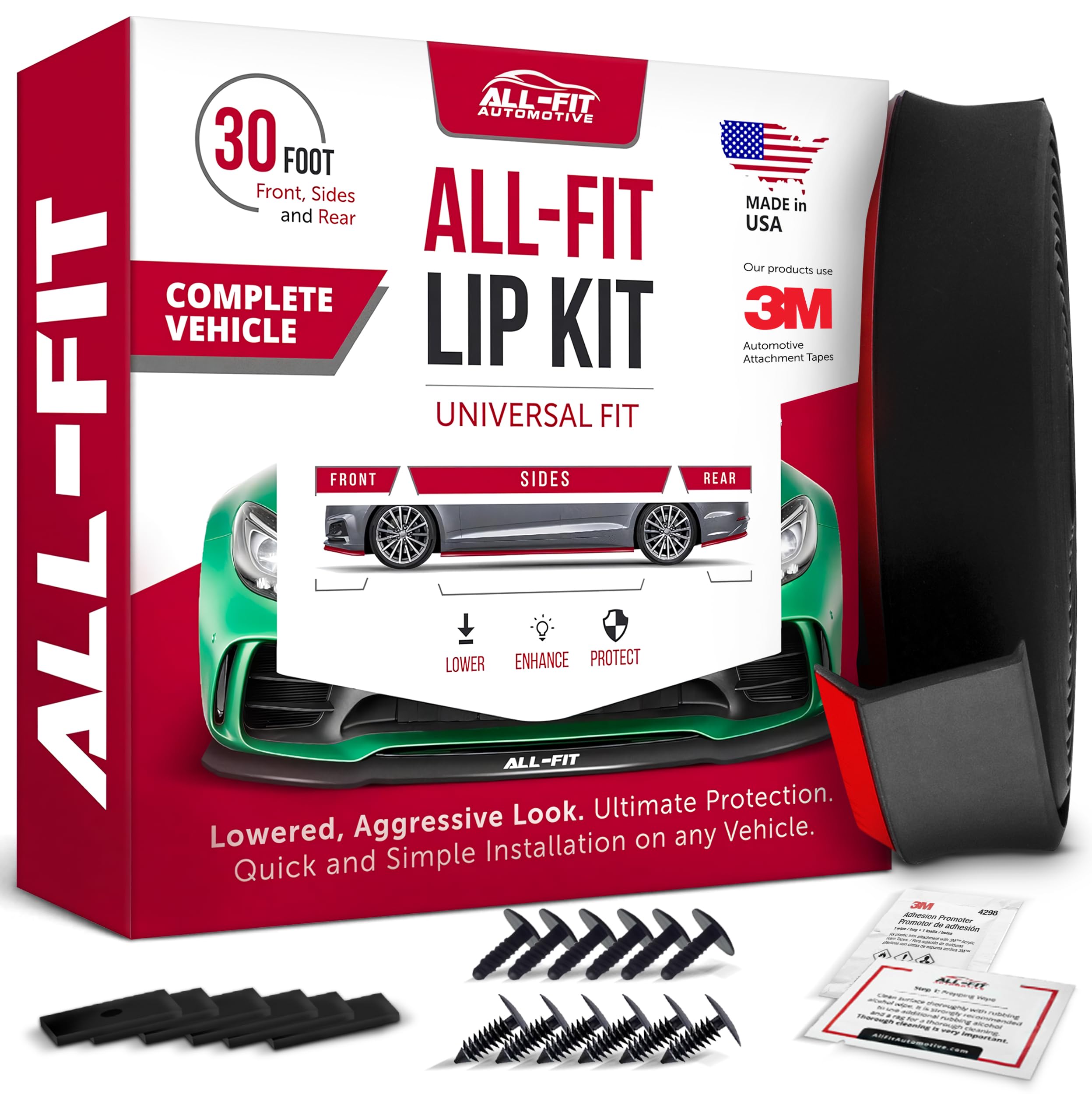 All-Fit Complete 3 5 Lip Kit Full Car Bumper Side Skirt Protection Sleek Flexible Trim for a Lowered