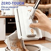 Vista 2 de Mini trapeador con agarre rápido con mango de 39 pulgadas, limpiador de polvo sin espacio al tacto y cabezal de bloqueo, trapeadores perezosos