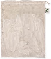 Vista 3 de Bolsas de malla de algodón para ropa delicada, juego de 3 bolsas de malla extra grandes con cordón, sin microplástico, sin toxinas, sin tintes y sin