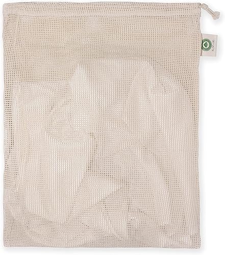 Miniatura 3 de Bolsas de malla de algodón para ropa delicada, juego de 3 bolsas de malla extra grandes con cordón, sin microplástico, sin toxinas, sin tintes y sin