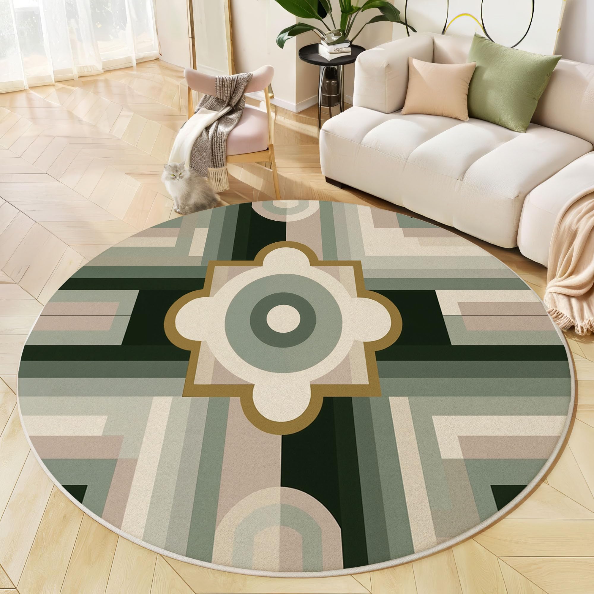 Tapis lavable fleurs abstraites et antidérapant pour entrée moderne