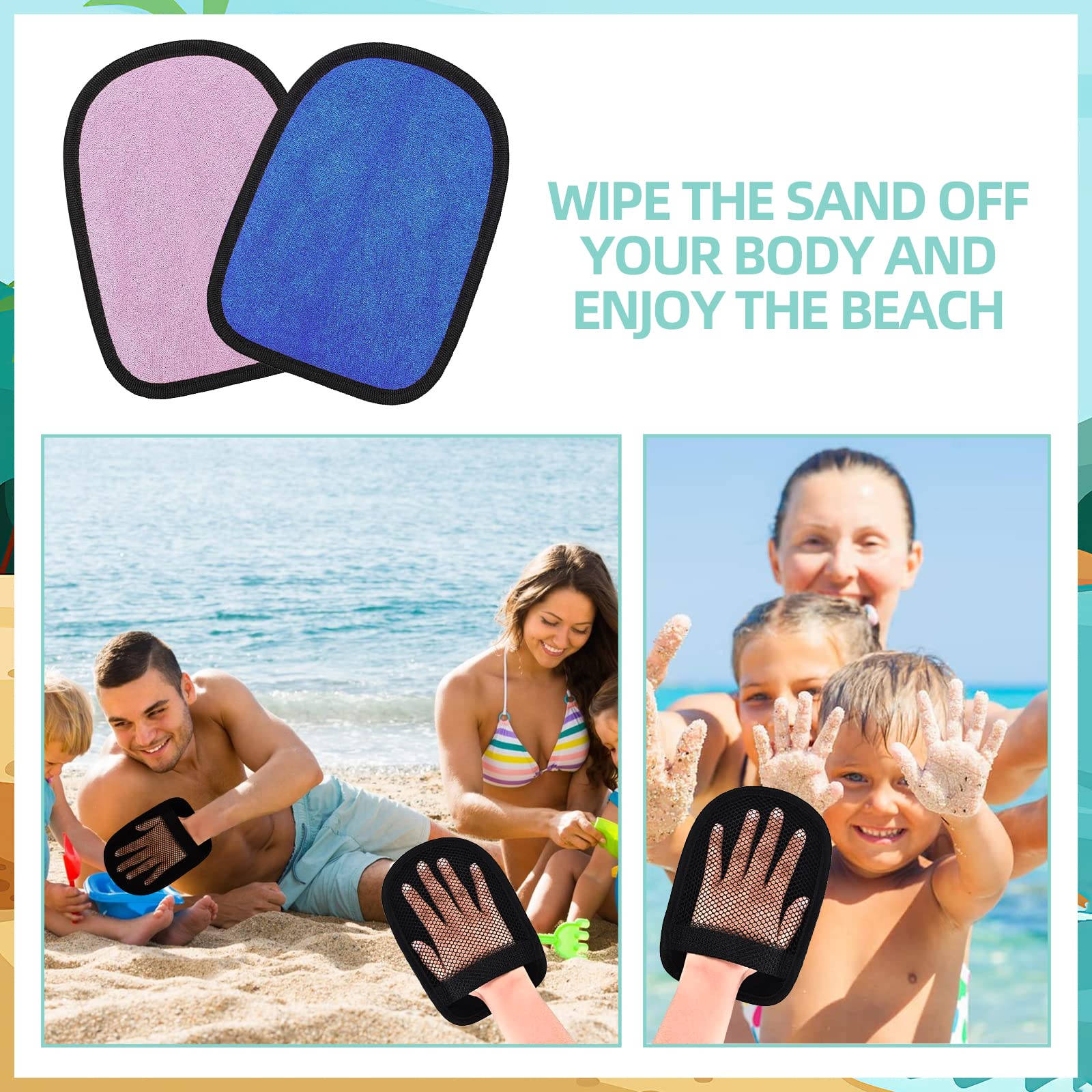 2 Gants Nettoyage Sable Vordpe - Pour Plage, Doux Et Lavables