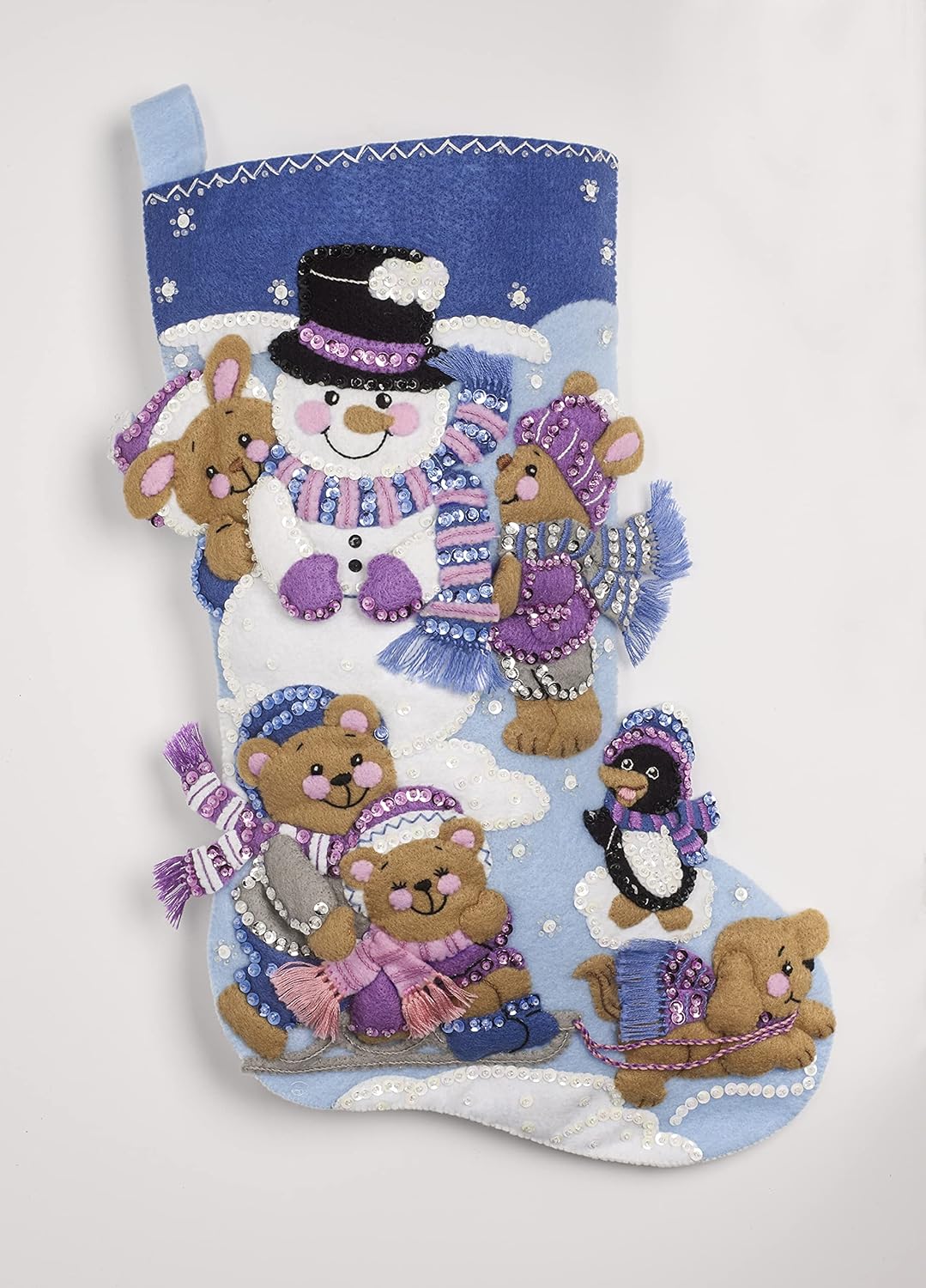Bucilla 86975E Felt Stocking KIT, Playing in The Snow