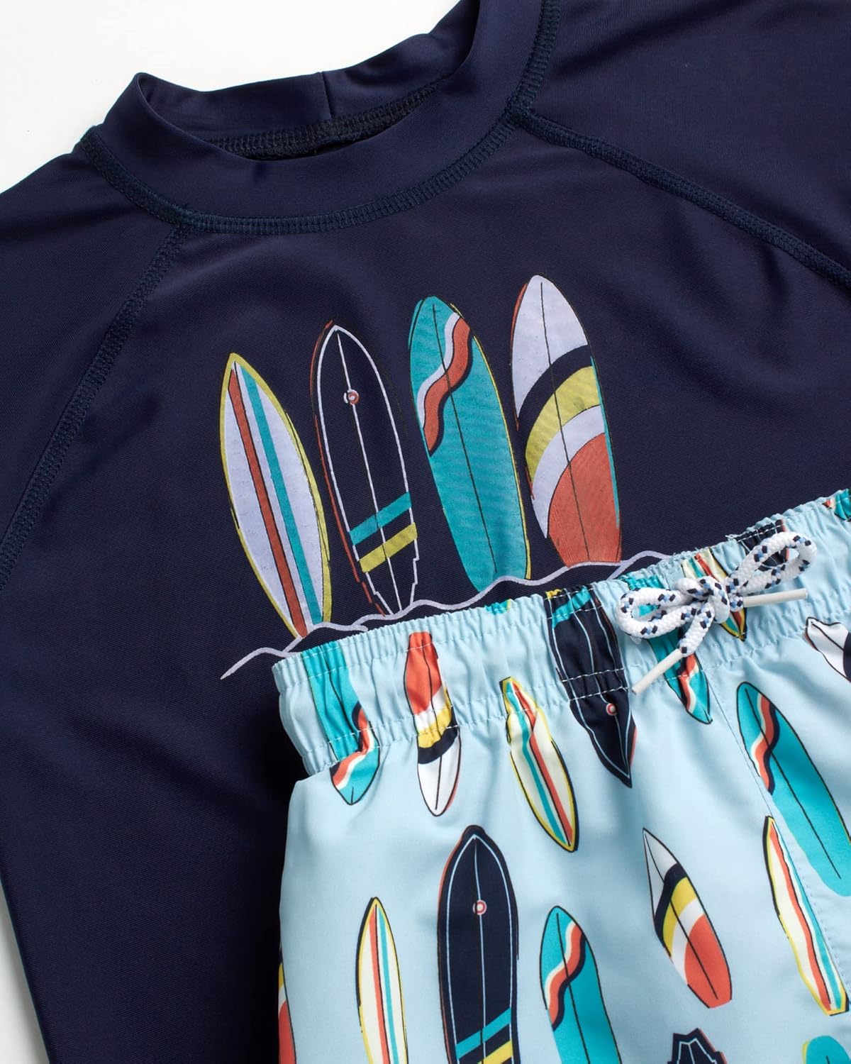 TONY HAWK Boys' Rash Guard Set - 4 Piece UPF 50+ Quick Dry Swim Trunks and Swim Shirt (4-7)