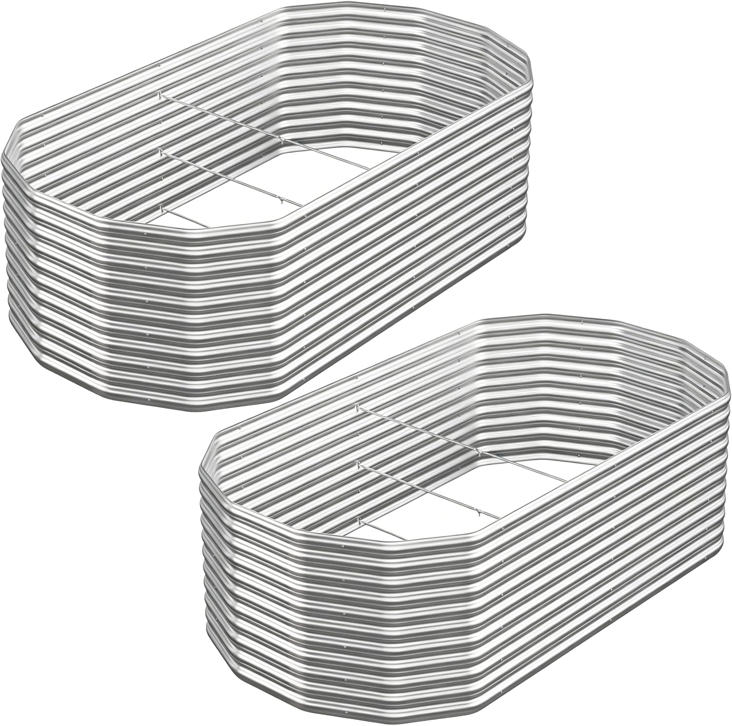 Raised Garden Bed Outdoor Upgrade Oval, 2 Pack Tall 8x4FT Galvanized Steel Raised Beds for Gardening, Above Ground Garden Bed Corrugated Metal for Vegetables and Flowers
