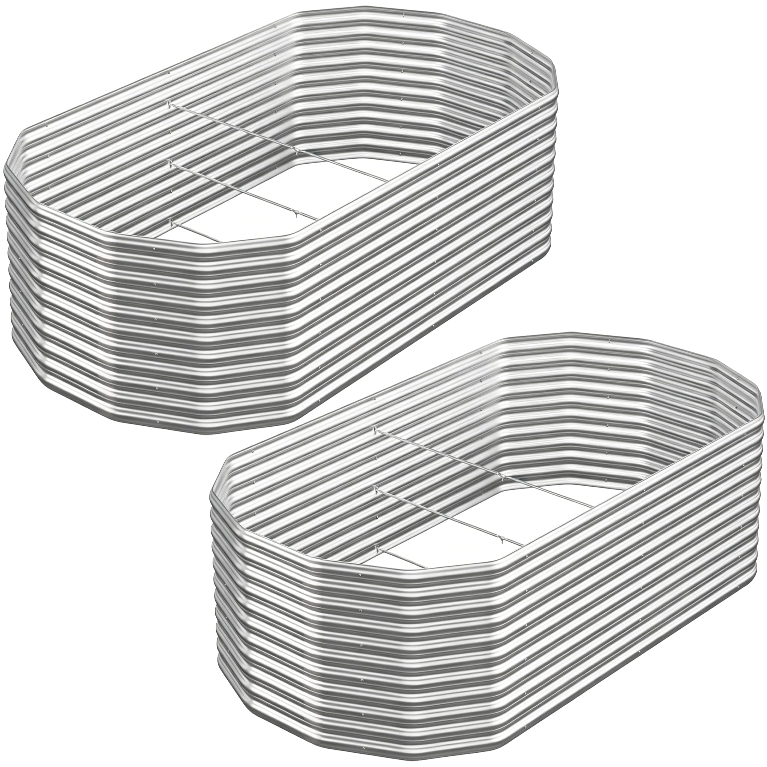 Camas de jardín elevadas ovaladas de acero galvanizado 8x4 pies pack de 2