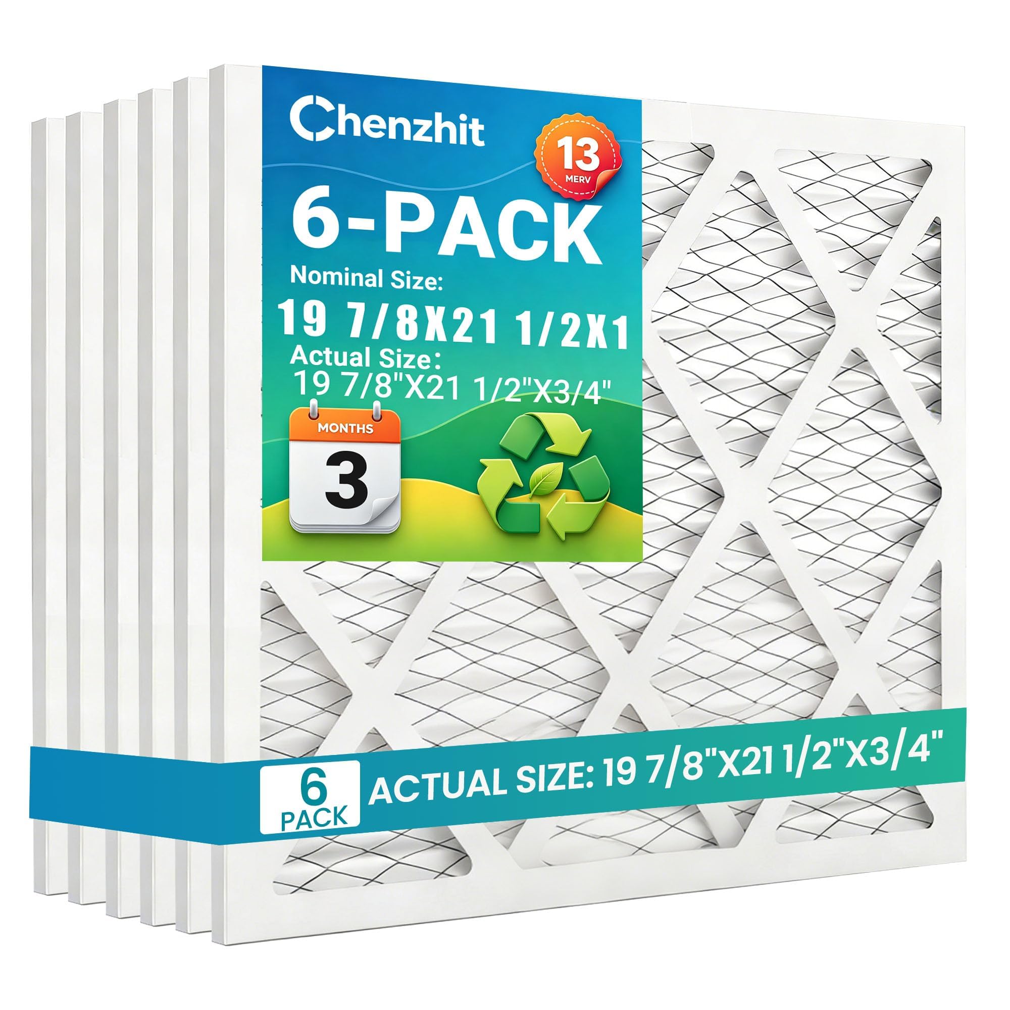 (6 Pack) 17x22x1 Air Filter, MPR 1900 & FPR 10, MERV 13 Pleated Air Filter (Actual Size:16 3/4x21 3/4x3/4 inch) — Amazon image 30