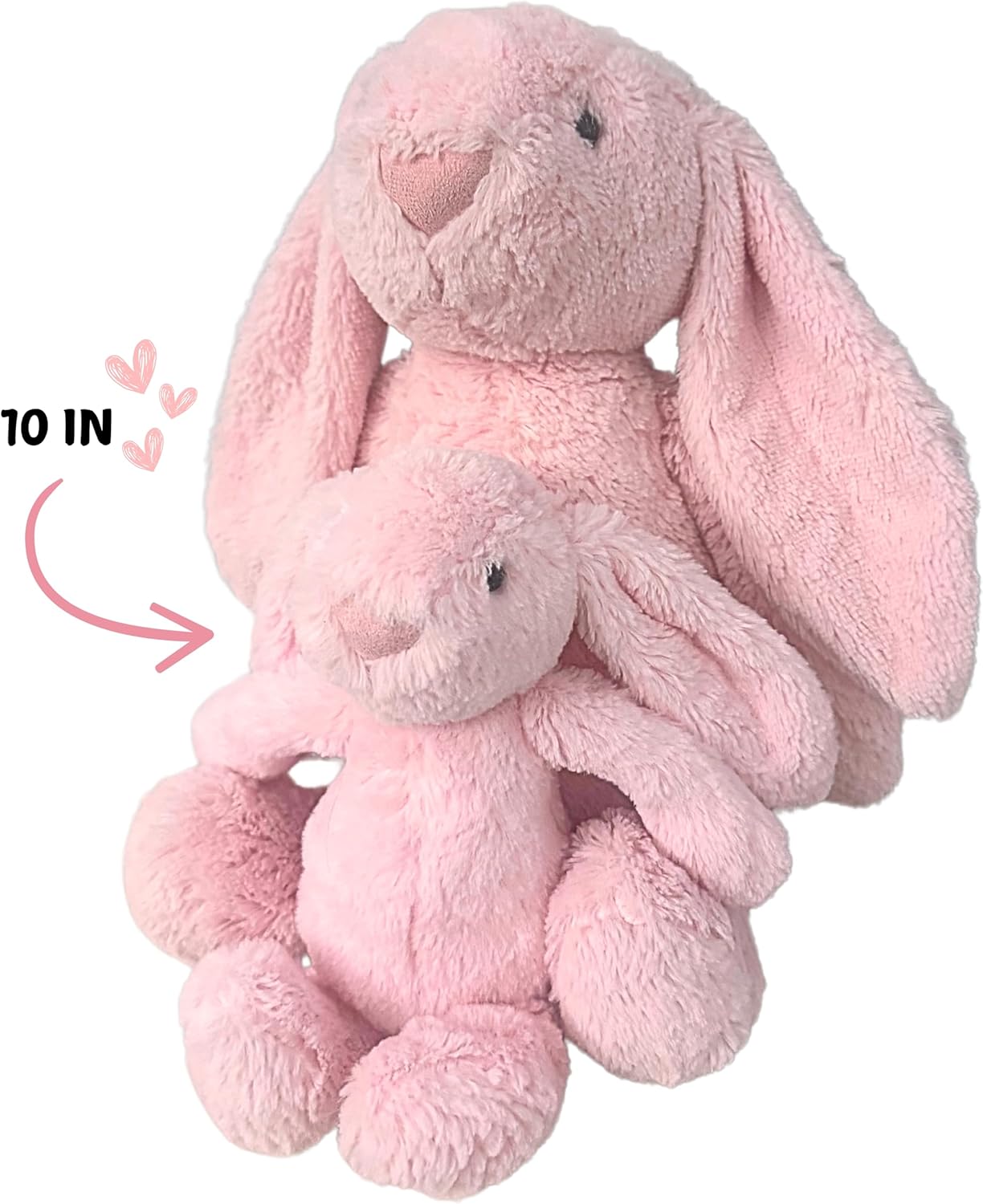 Pink Bunny Stuffed Animal - Small 10" Adorable Rabbit Plush Toy Gift for Kids, Spring Decor, Easter