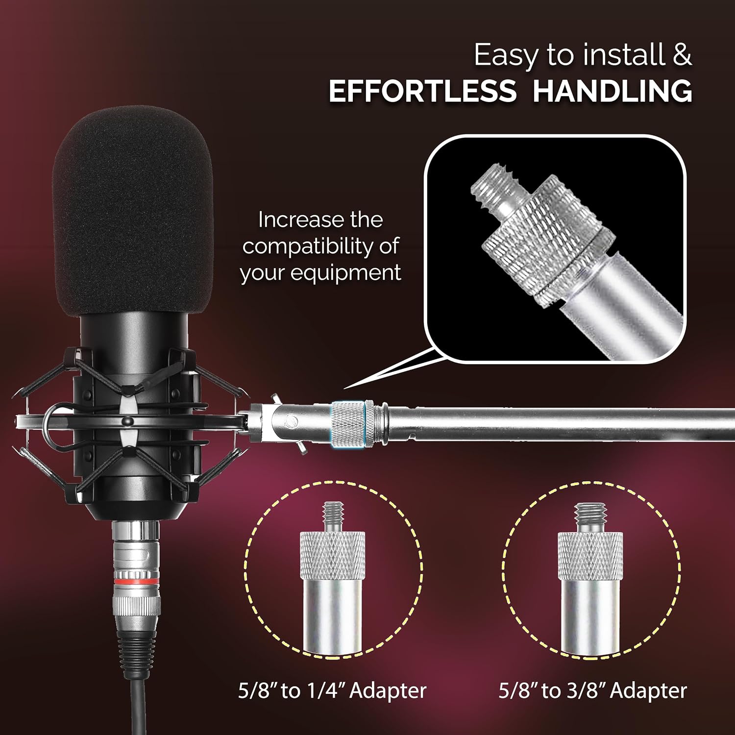 IXTECH Mic Stand Adapter Set 8 pc - Metal Tripod Adapters Female-Male 5/8-3/8, 3/8-5/8, 5/8-1/4, 1/4-5/8 ADP02 Silver image 5
