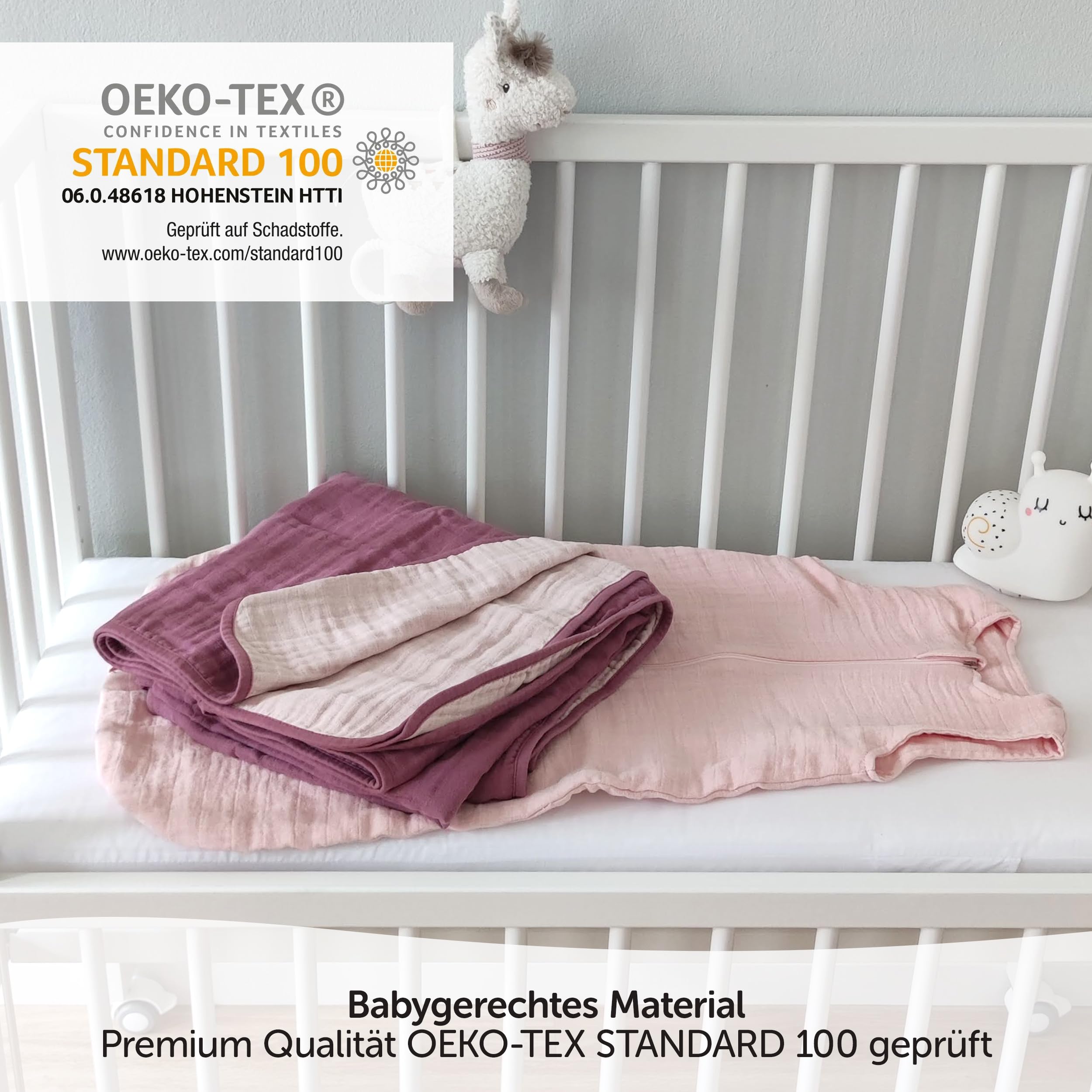 MKXI Kinderdecke Aus 100% Baumwolle – Blättermuster, Weicher Musselin, 119 X 129 Cm, Atmungsaktiv