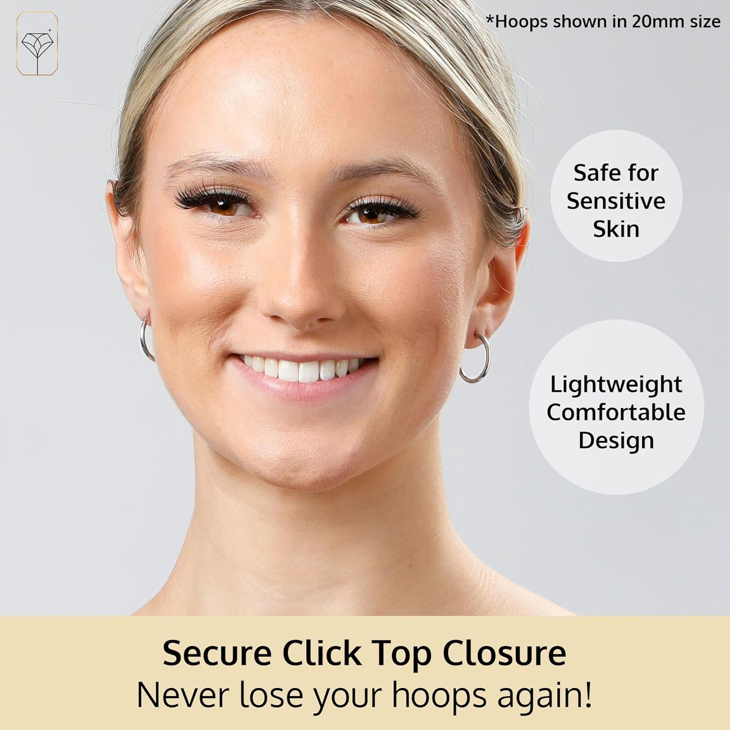 14k Gold Hoop Earrings for Women | Hypoallergenic Small to Large 12MM to 50MM Hoop Earrings with Secure Click Tops |14k Yellow or White Gold Classic Hoops in 2MM Thick Tube by MAX + STONE