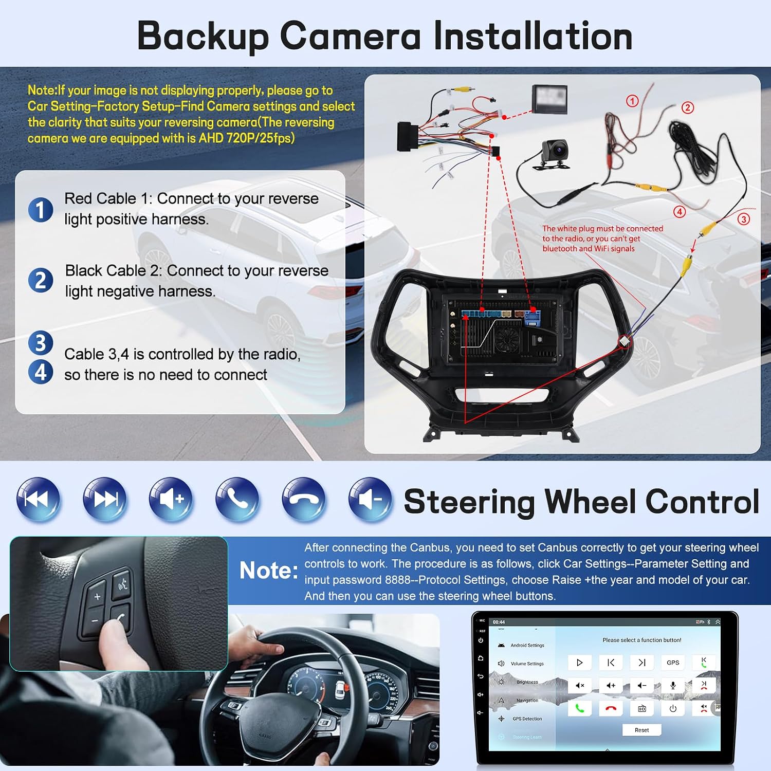 8 Core 4+64G Qualcomm Radio for Jeep Cherokee 2013-2018, Android Cherokee Car Stereo 10.1 inches Touch Screen/Carplay/Android Auto/Bluetooth 5.1/SWC/FM RDS