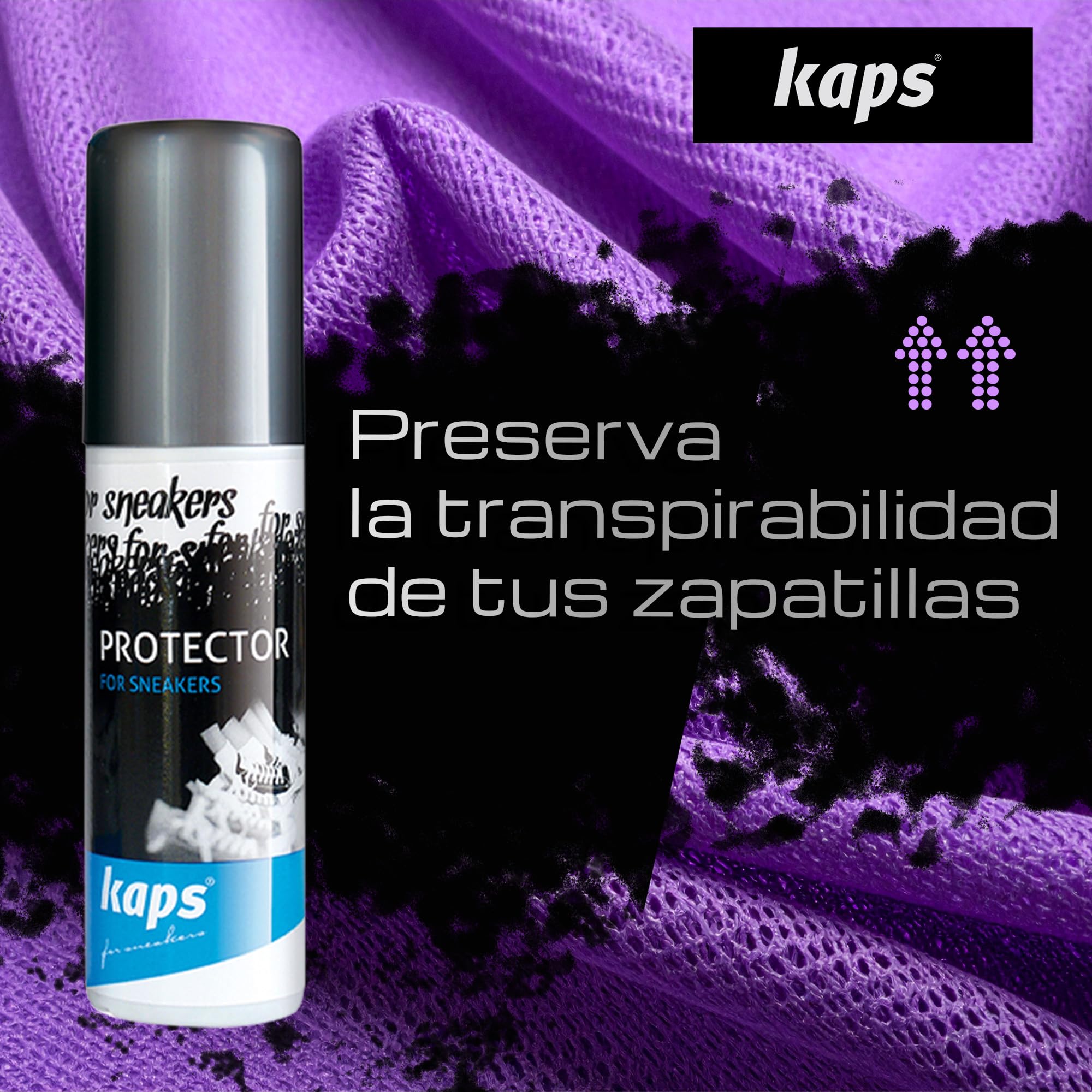 Kaps Sneakers Protector, Spray Impermeabilizante y de Protección contra la Suciedad para Zapatillas de Deporte y Calzado Informal, 100 ml