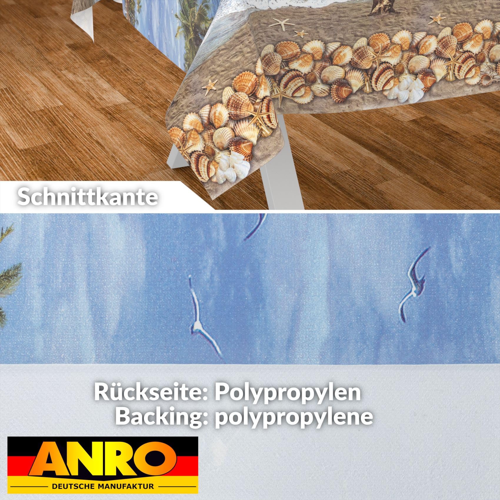 ANRO Oilcloth Tablecloth, Washable, Oilcloth, Garden Tablecloth, Outdoor, Indoor, 100 x 140 cm, Cut Edge, Holiday - Image 2