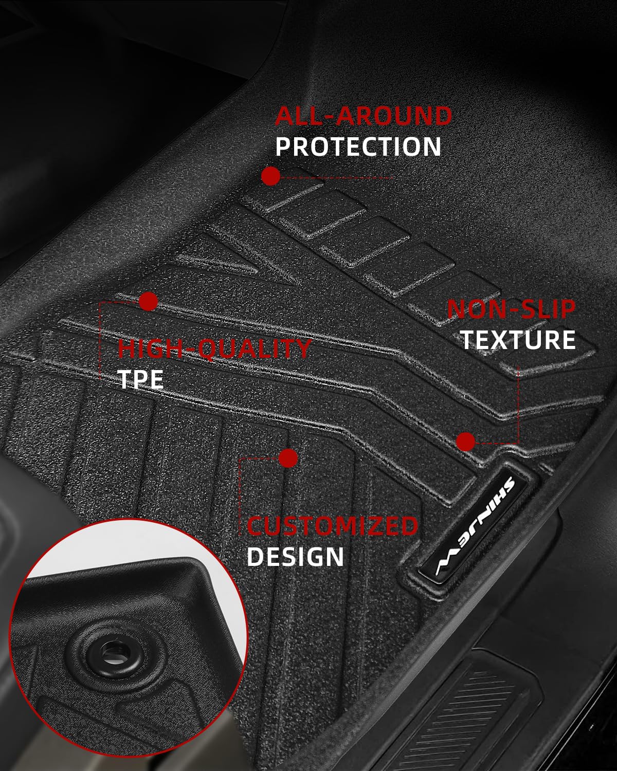 SHINJEW Floor Mats Compatible with 2023 2024 Honda HR-V Accessories, Car Floor Liners Carpet Protection Odorless TPE All Weather Guard Custom Fit for Honda HRV Accessories(2 Row)