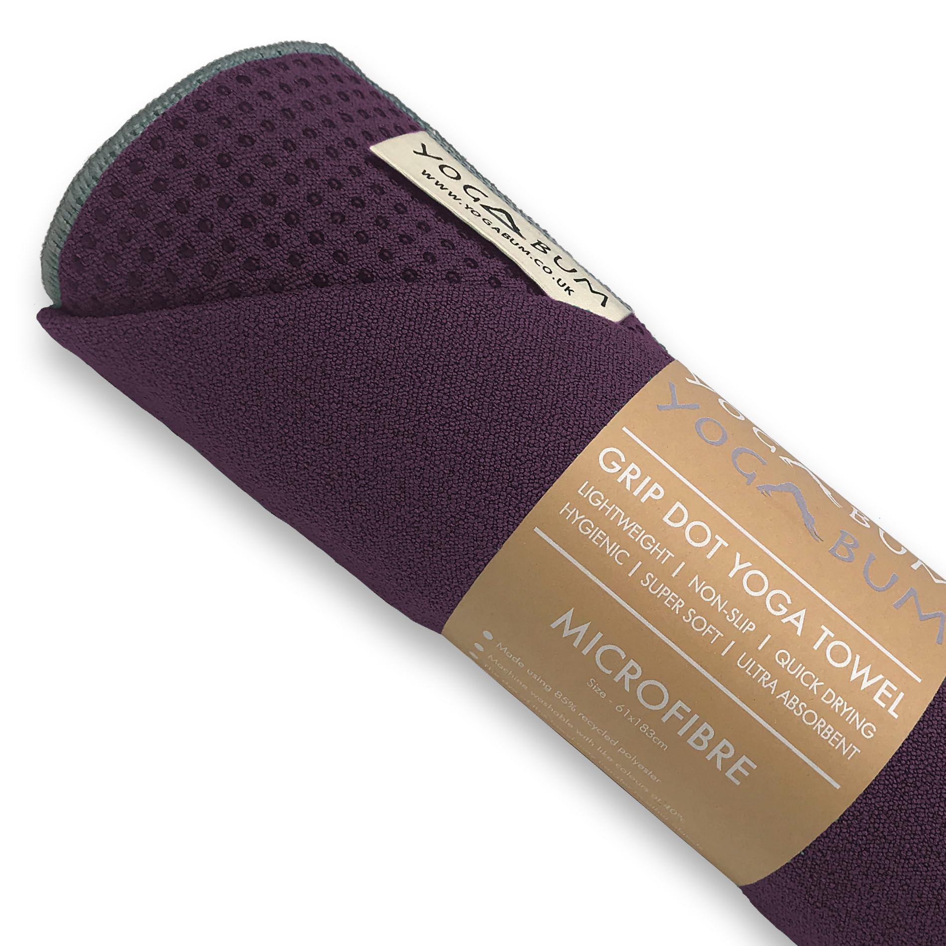 Yogabum Grip Dot Yoga Mat Towels | Non-Slip | Eco Yoga Towel (Dark Purple) โ image 1