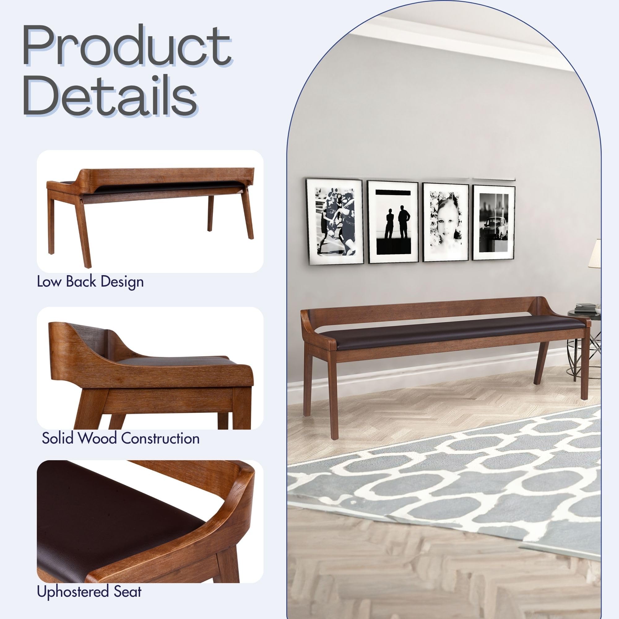 Boraam Rasmus Dining Bench [Chestnut Wire-Brush]