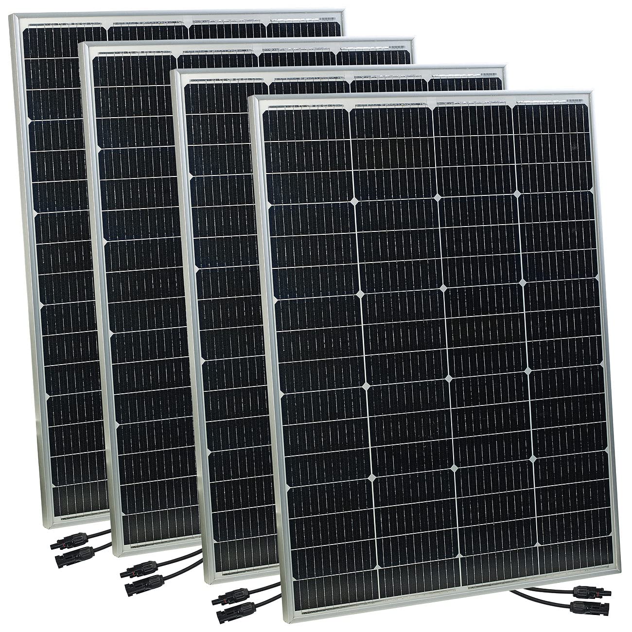 revolt Kleine Solarmodule: 4er-Set mobile monokristalline Solarpanels, 36 V, 150 W, MC4-komp. (Solarpanel für Gartenbeleuchtung, Mini-Solar-Panels, Modul)