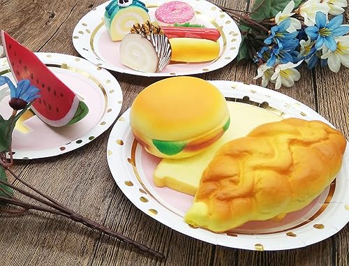 Miniatura 9 de MaitianGuyou Kit de 100 piezas de suministros para primera fiesta, juego de platos para fiesta de cumpleaños, platos de papel de 9 y 7 pulgadas y