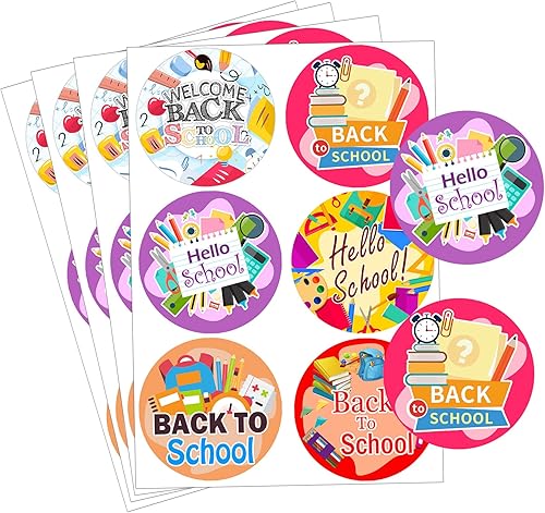 Miniatura 1 de Etiquetas adhesivas de bienvenida para el regreso a la escuela, etiquetas para el primer día de escuela, 120 unidades, etiquetas de felicidad para