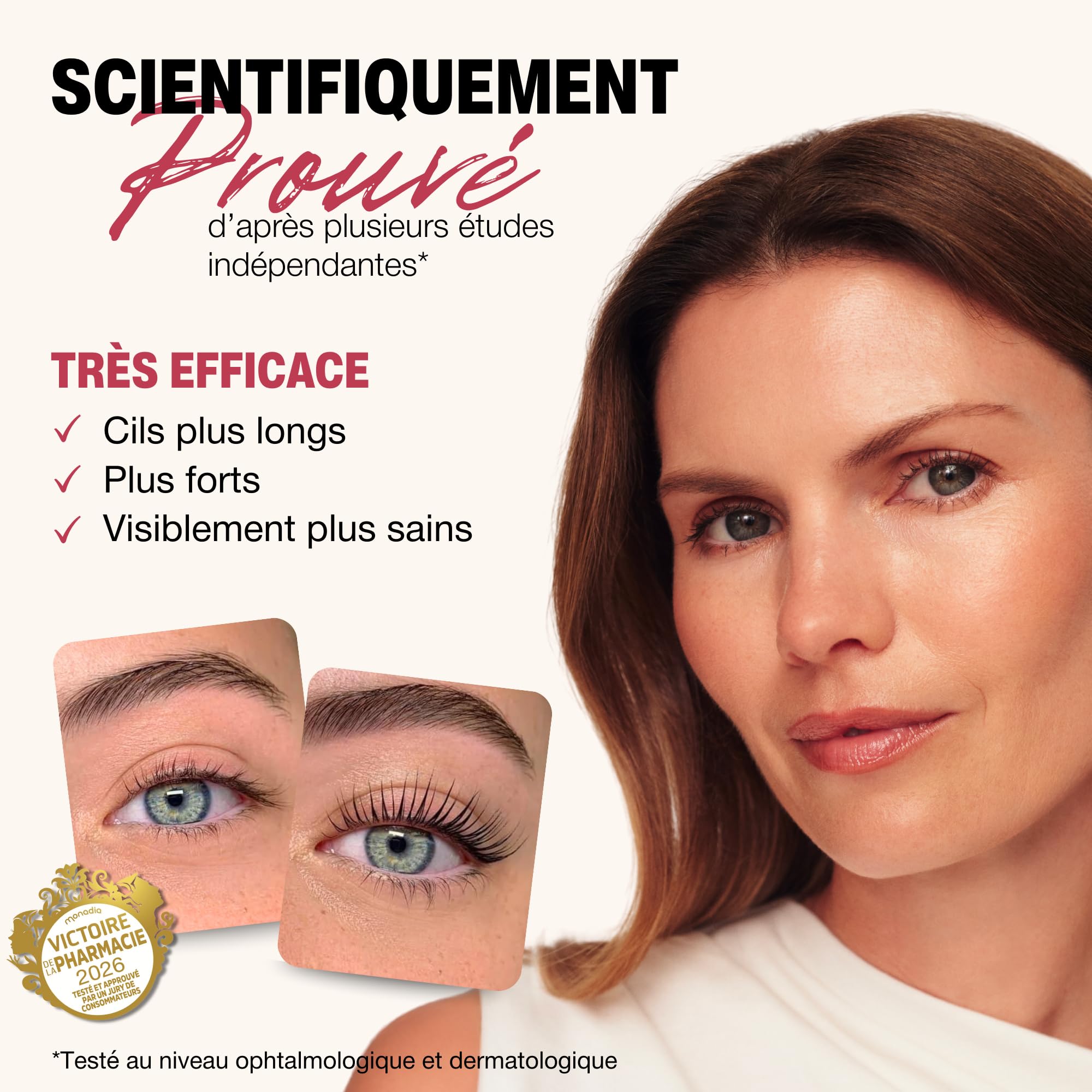 ROSEGOLD ROSELASH Advanced Sérum de Croissance Cils Plus Pleins, Longs et Épais - 95% Naturel Fabriqué en France - Sans Hormones Sans Parfum - Vegan