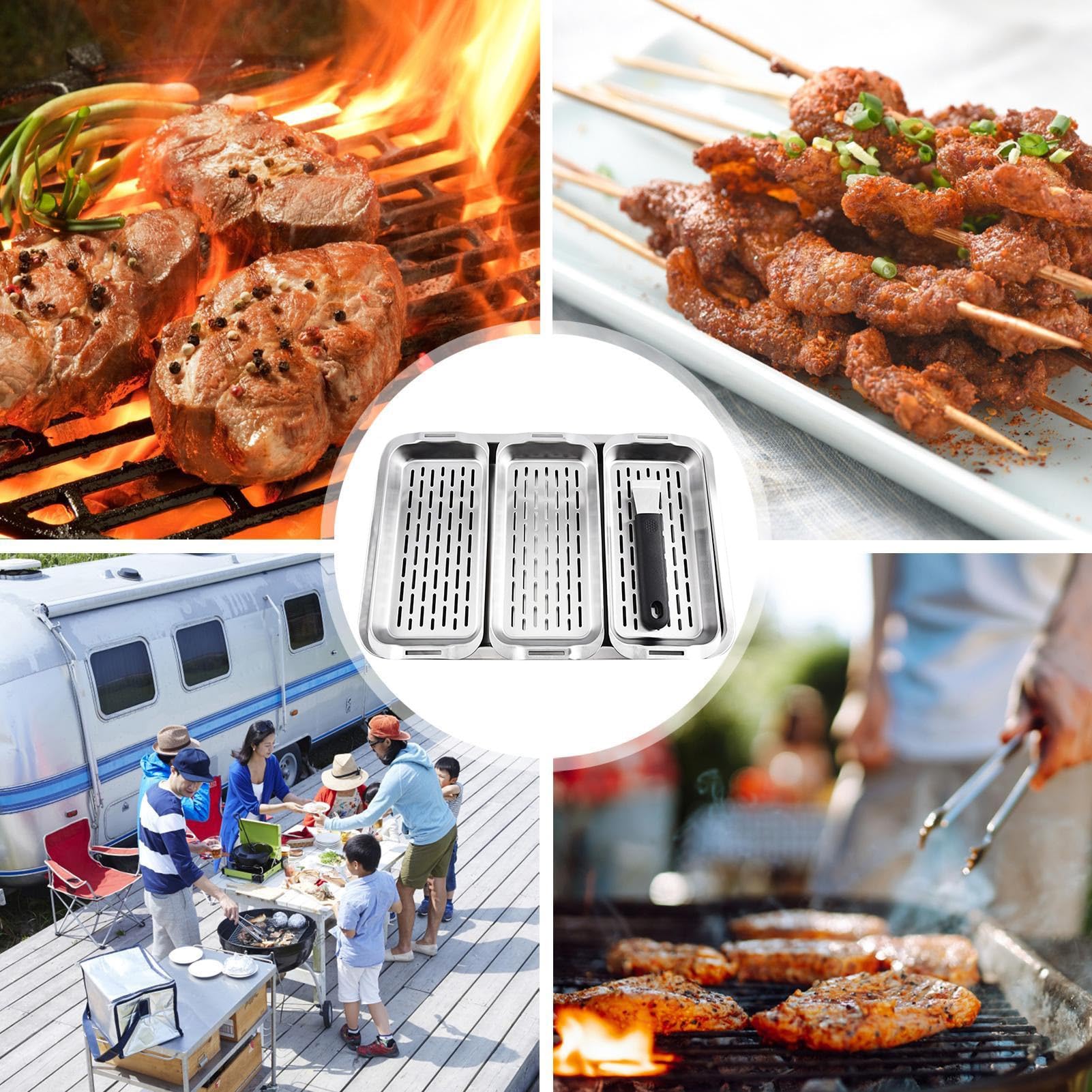 Cesta de Barbacoa para Verduras Rectangular Fondo Plano Poco Profunda | Cesta De Barbacoa Para Verduras Para Verduras, Carne, Pescado, Gambas, Picnics Y Reuniones Familiares