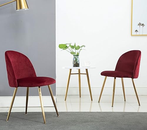 Miniatura 2 de ZHENGHAO Juego de 2 sillas decorativas de terciopelo para sala de estar, sillas tapizadas con respaldo de alas con patas doradas, sillas modernas de