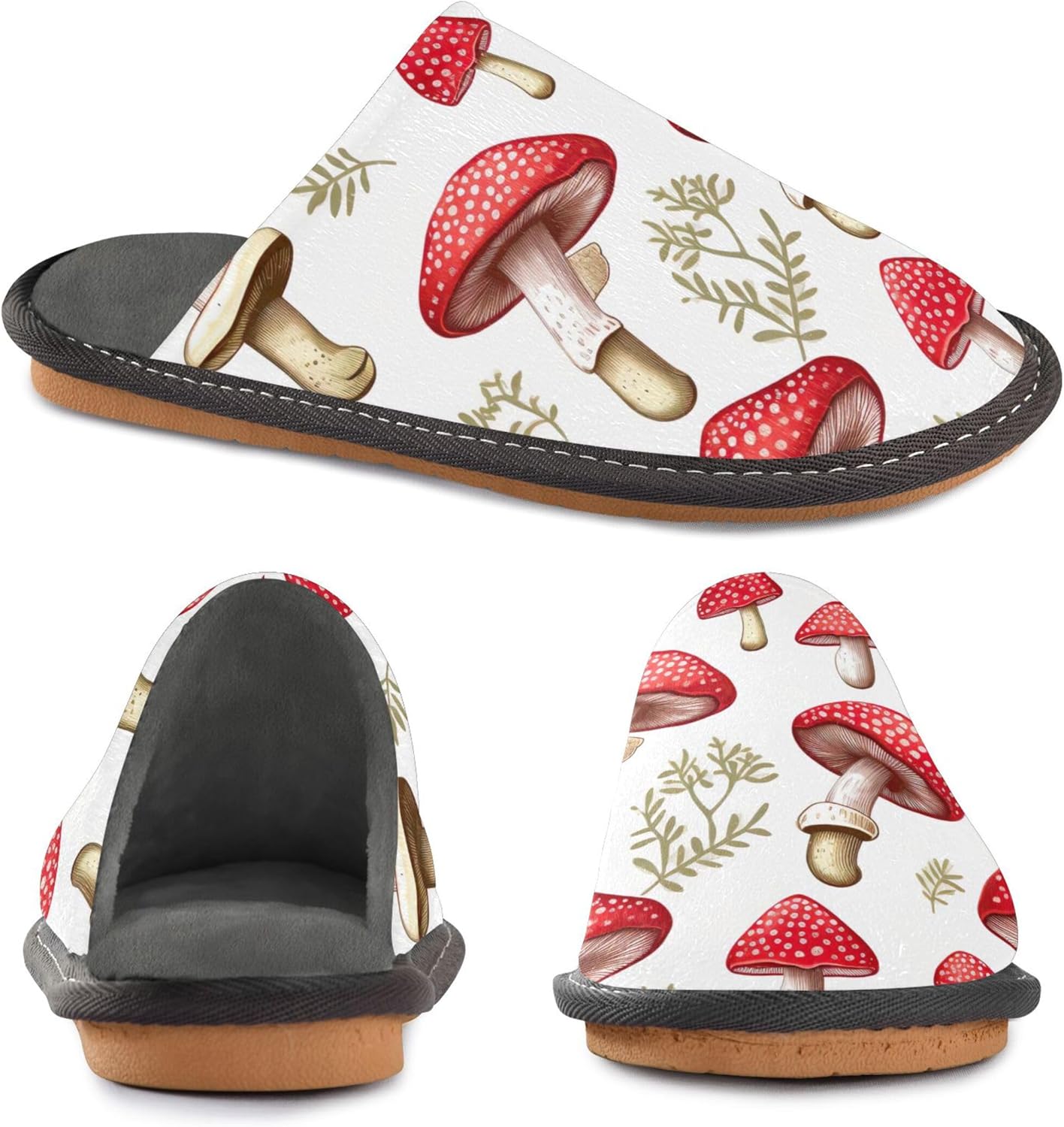 Mushroom House Slippers – Cozy Fuzzy Slippers for Guests, Washable & Disposable, Perfect for Shoeless Home, Spa & Hotel Use A112280